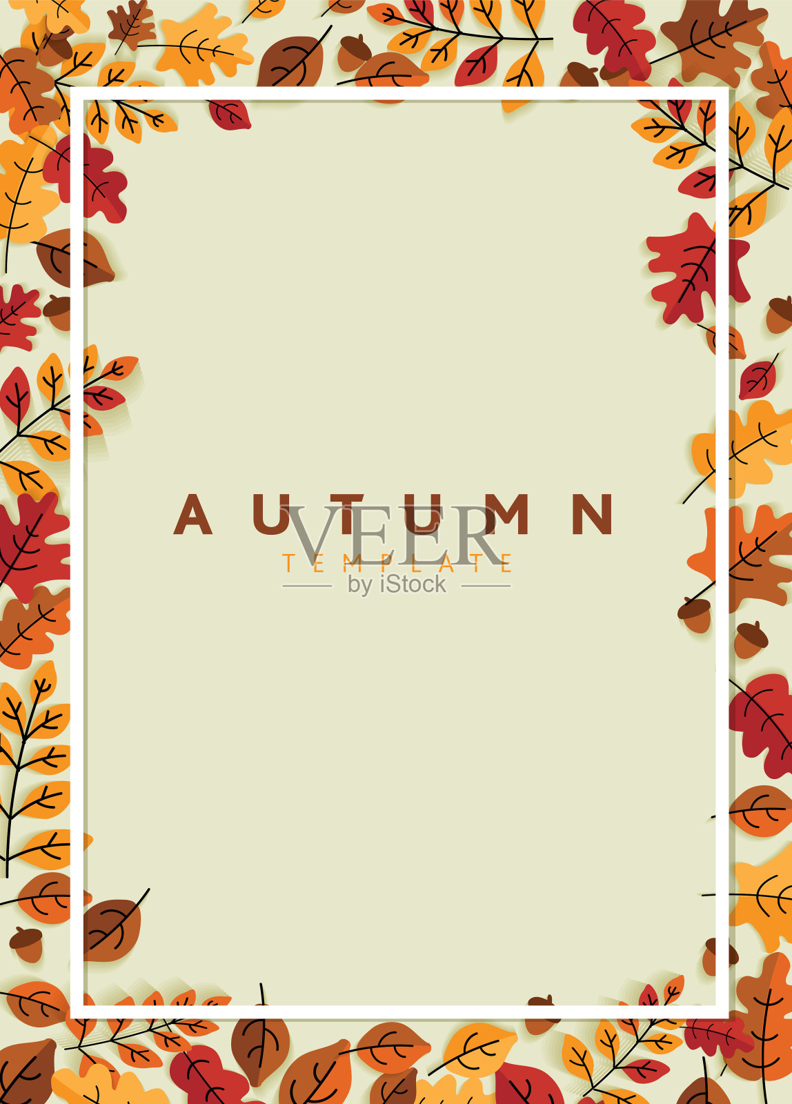 矢量插图的创意秋天海报模板背景与秋天的树叶插画图片素材