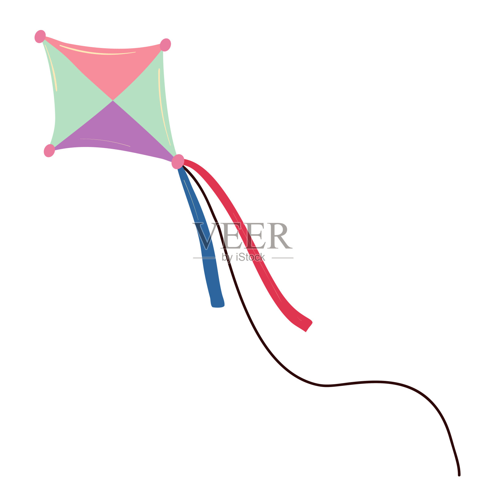 naïve风格的空中蛇。矢量平面插图设计元素图片