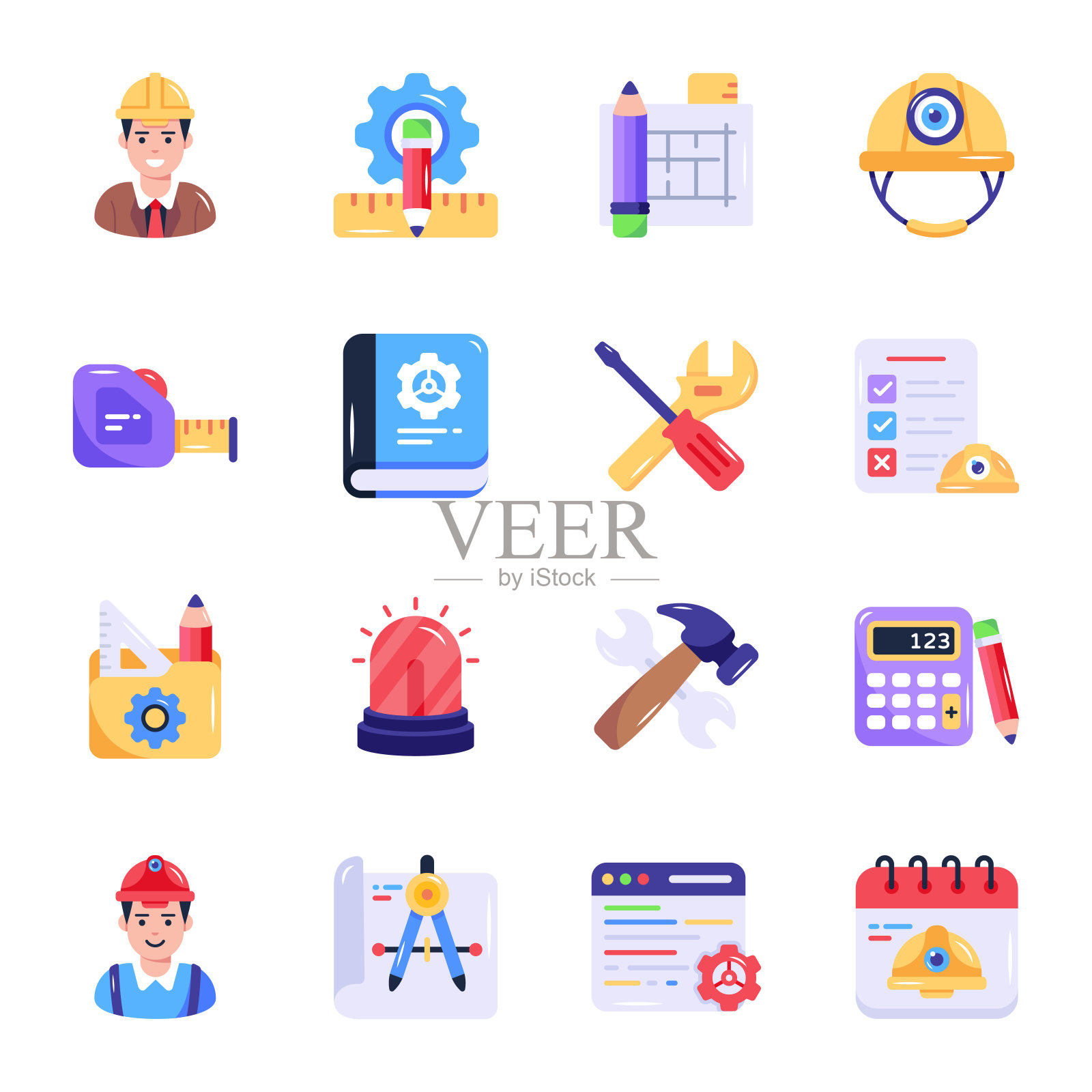 工程平面图标集合插画图片素材