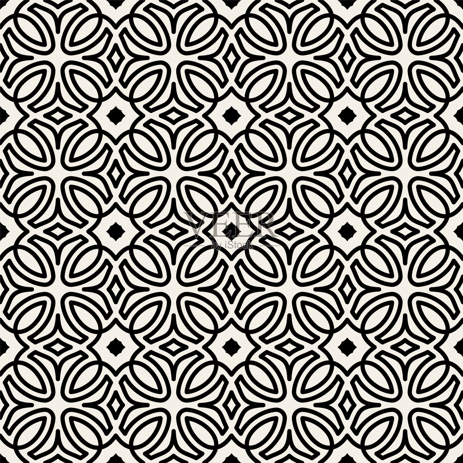 无缝装饰图案。抽象的背景。弯曲优雅的线条和卷轴形成抽象的花卉装饰。用于瓷砖、背景、壁纸、纺织印花、包装等的无缝图案。插画图片素材