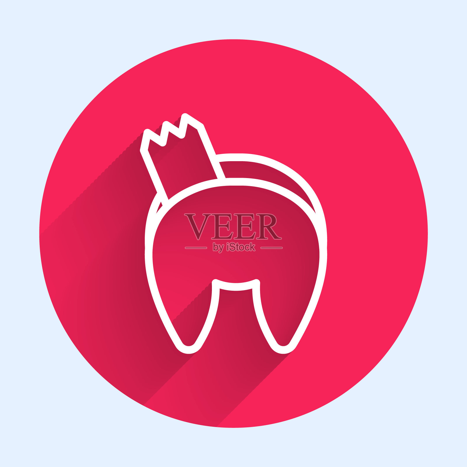 白线中国幸运饼干图标孤立与长阴影背景。亚洲的传统。红色圆圈按钮。向量插画图片素材