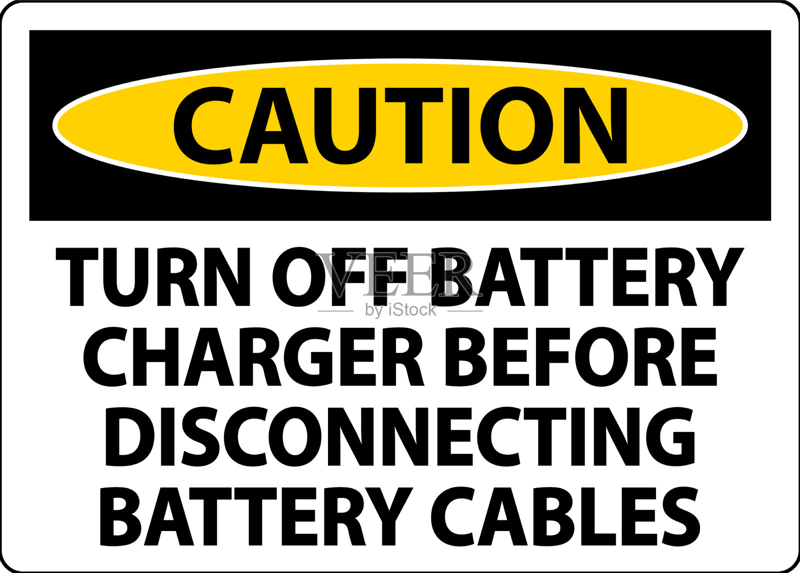 注意关闭电池充电器白色标志插画图片素材