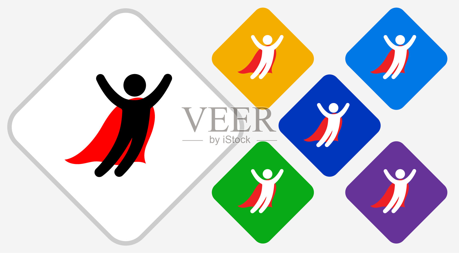 超级英雄与海角飞行图标插画图片素材