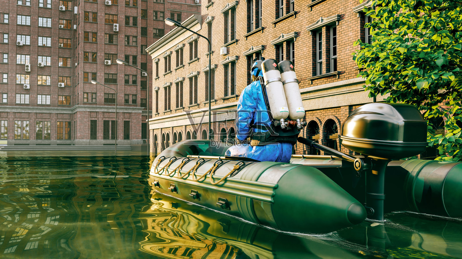 城市里的极端天气,街道上的雨水越来越多照片摄影图片