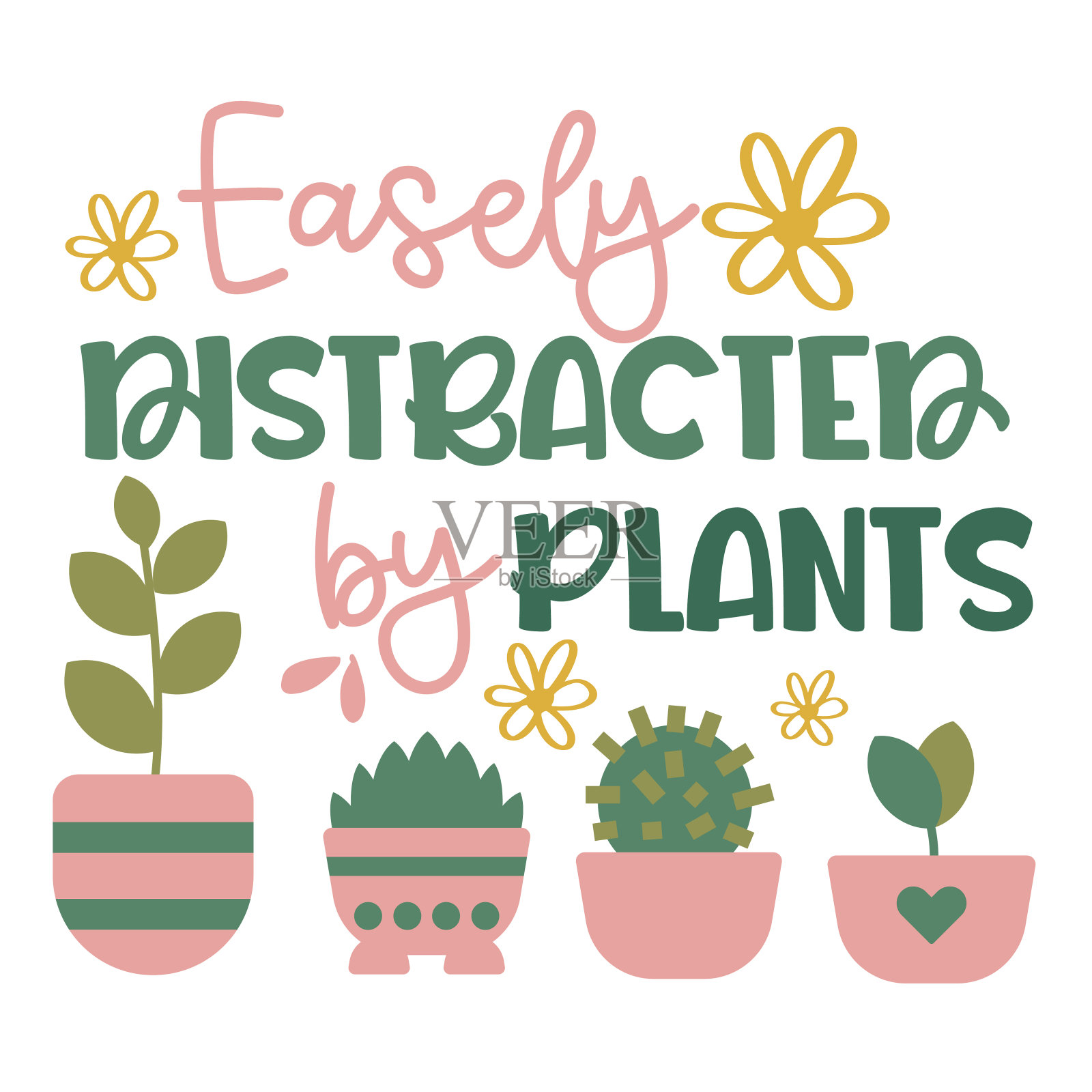 植物爱好者鼓舞人心的矢量手绘排版海报。T恤书法设计。插画图片素材