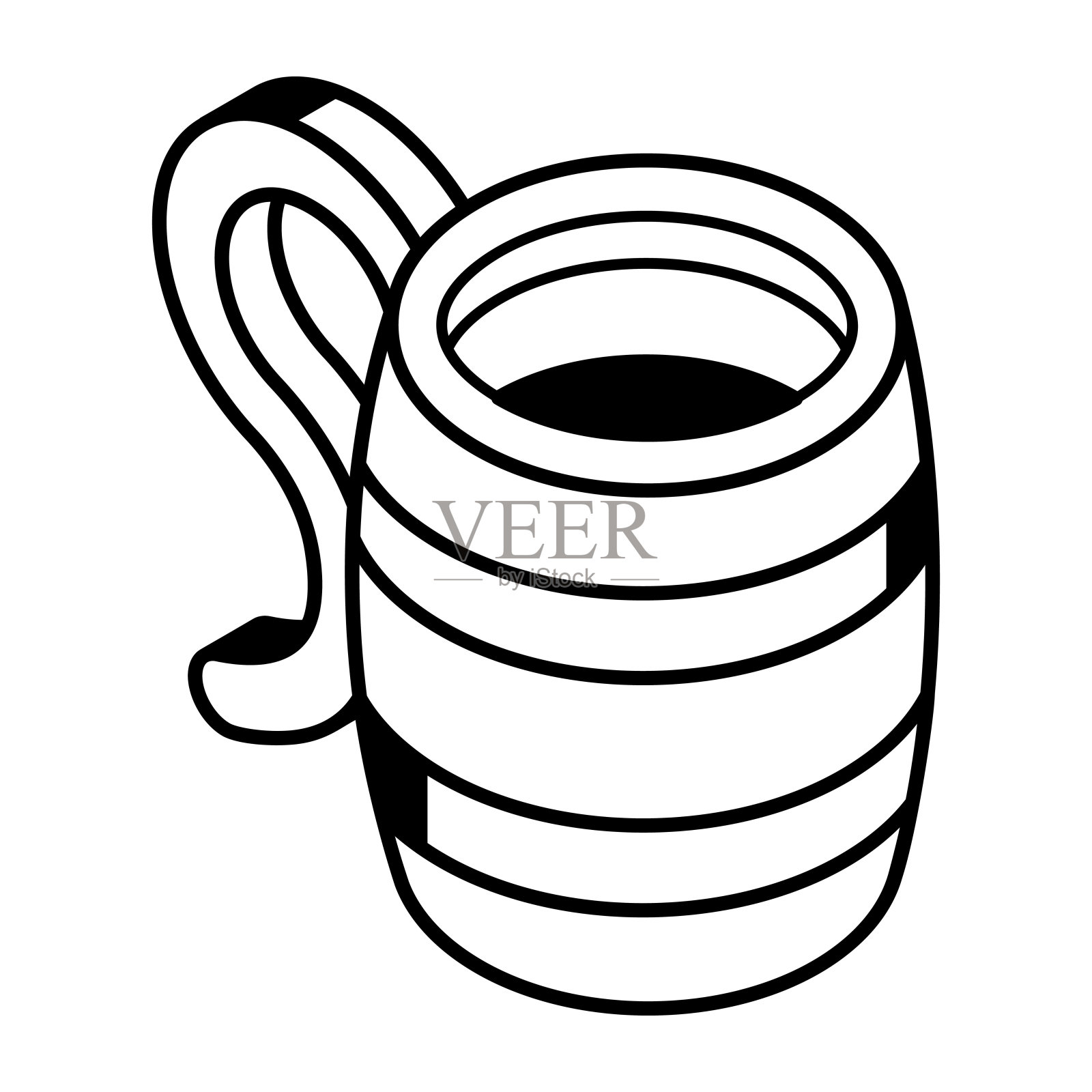 复古马克杯的时尚线性图标插画图片素材