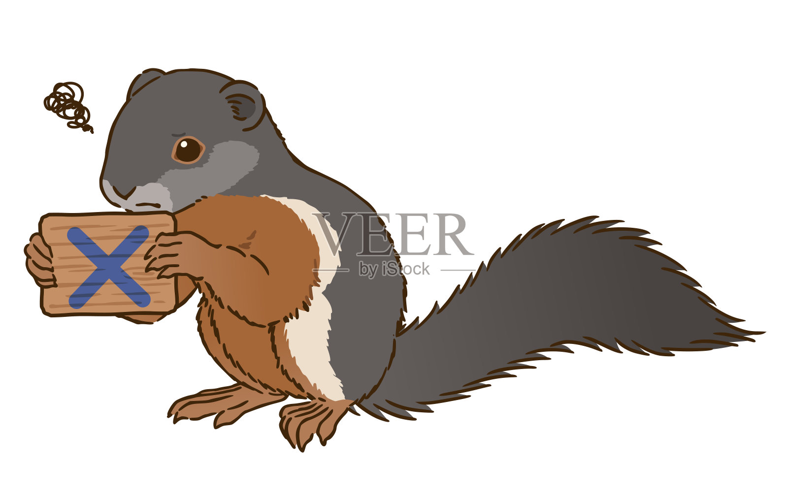 普雷沃斯特的松鼠拿着一个有十字标记的招牌插画图片素材