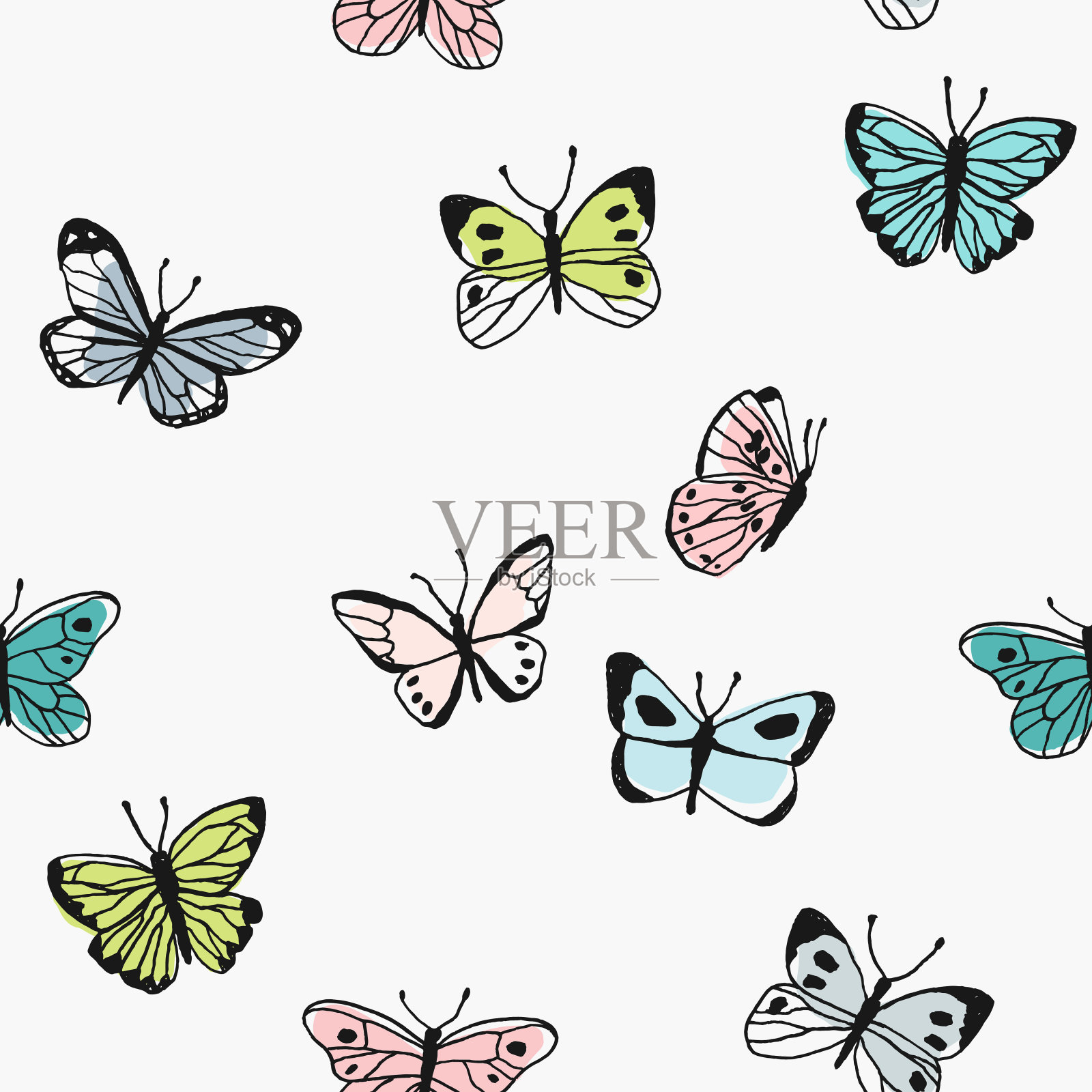 无缝蝴蝶图案插画图片素材