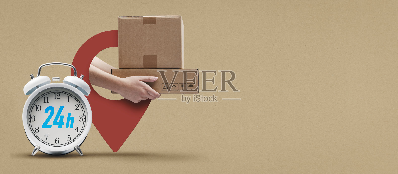 24小时快速送货服务横幅照片摄影图片