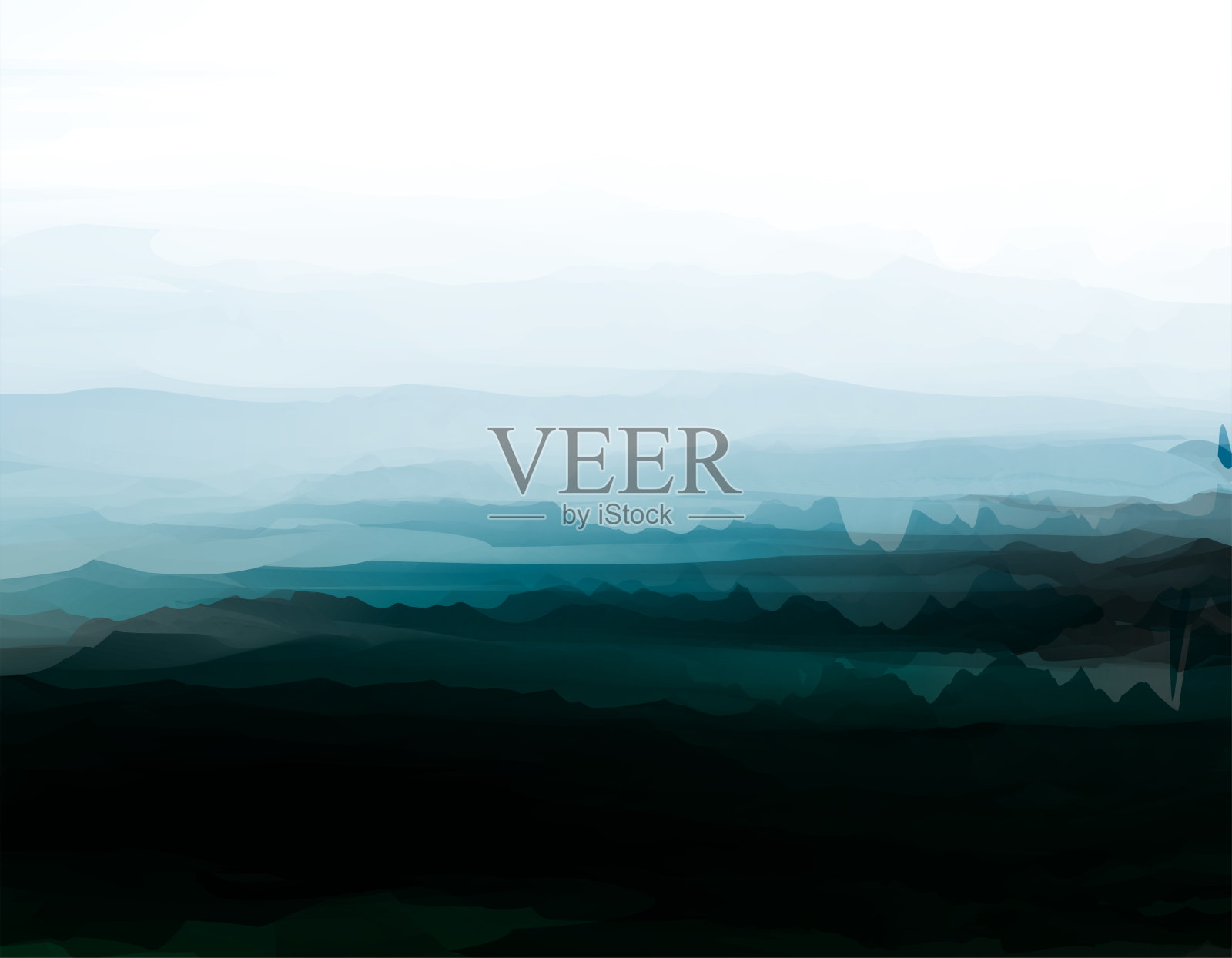 全景风格的山水画背景插画图片素材