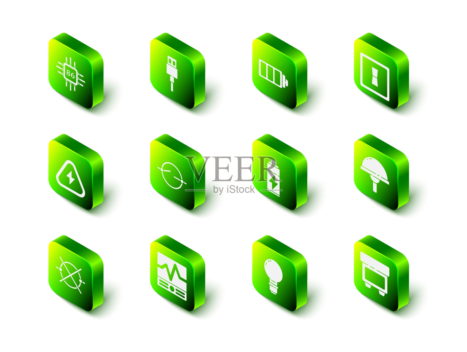 设置usb数据线电池充电水平指示灯图标素材