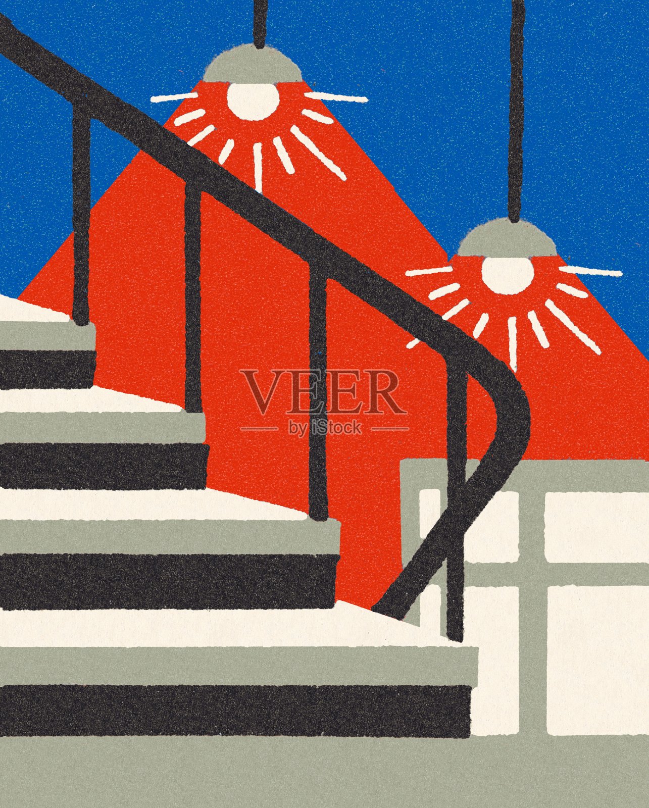 楼梯和灯插画图片素材