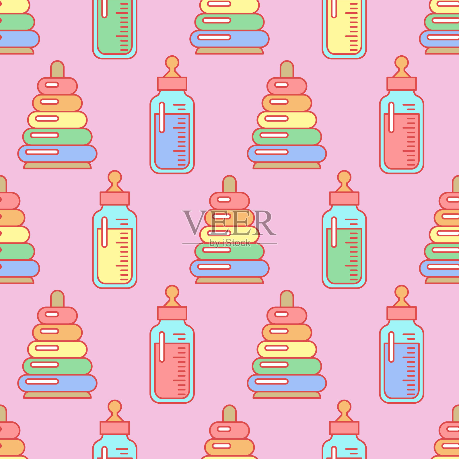 孩子无缝模式插画图片素材