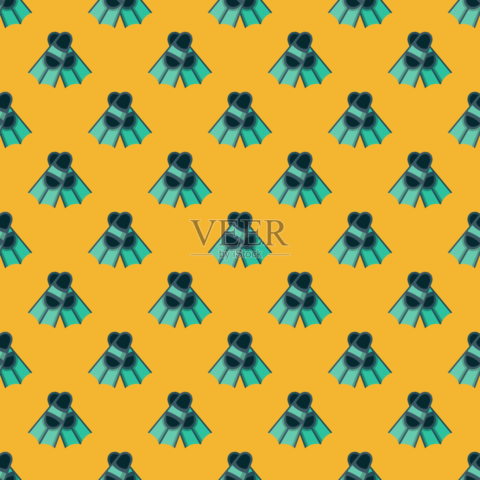 潜水脚蹼的航海模式插画图片素材