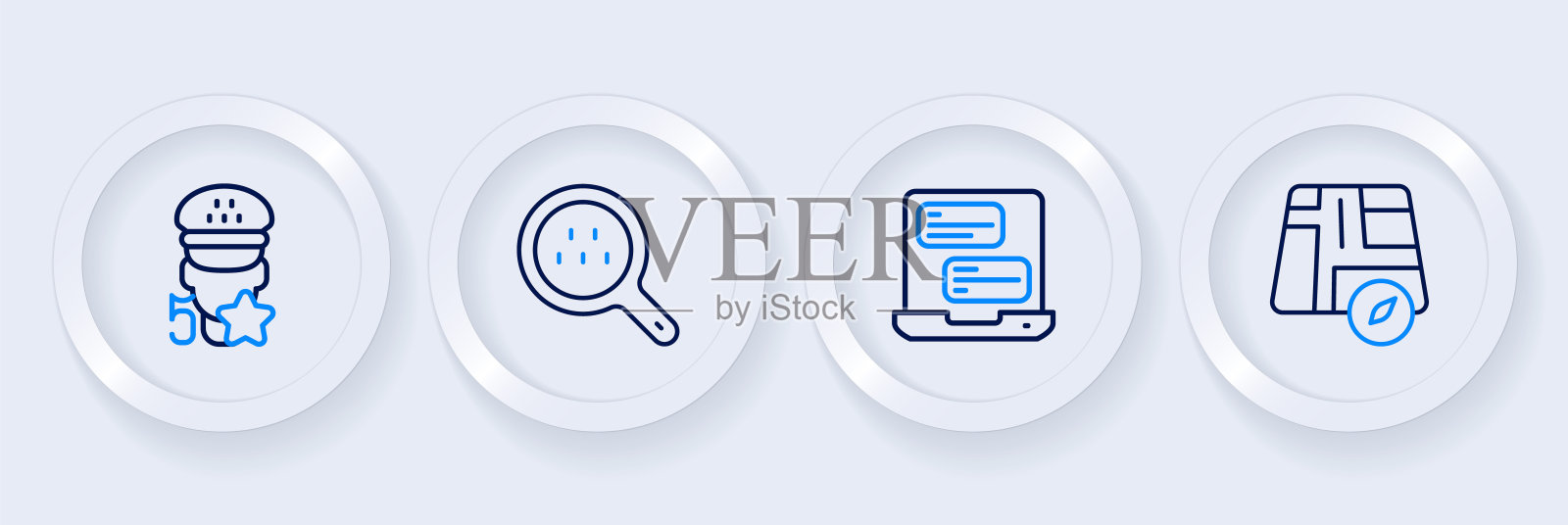 设置线路位置出租车,出租车移动应用程序,搜索和服务评级图标。向量插画图片素材