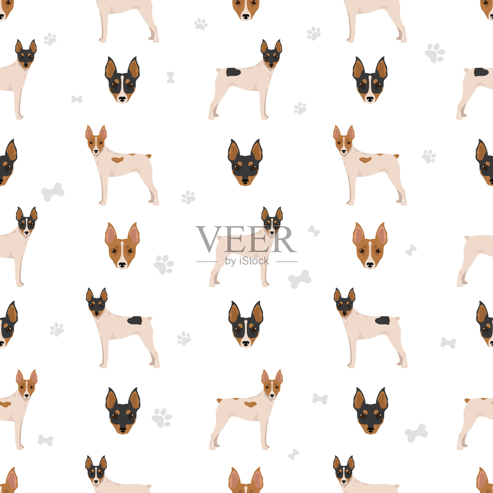 狐梗微型无缝花纹不同插画图片素材