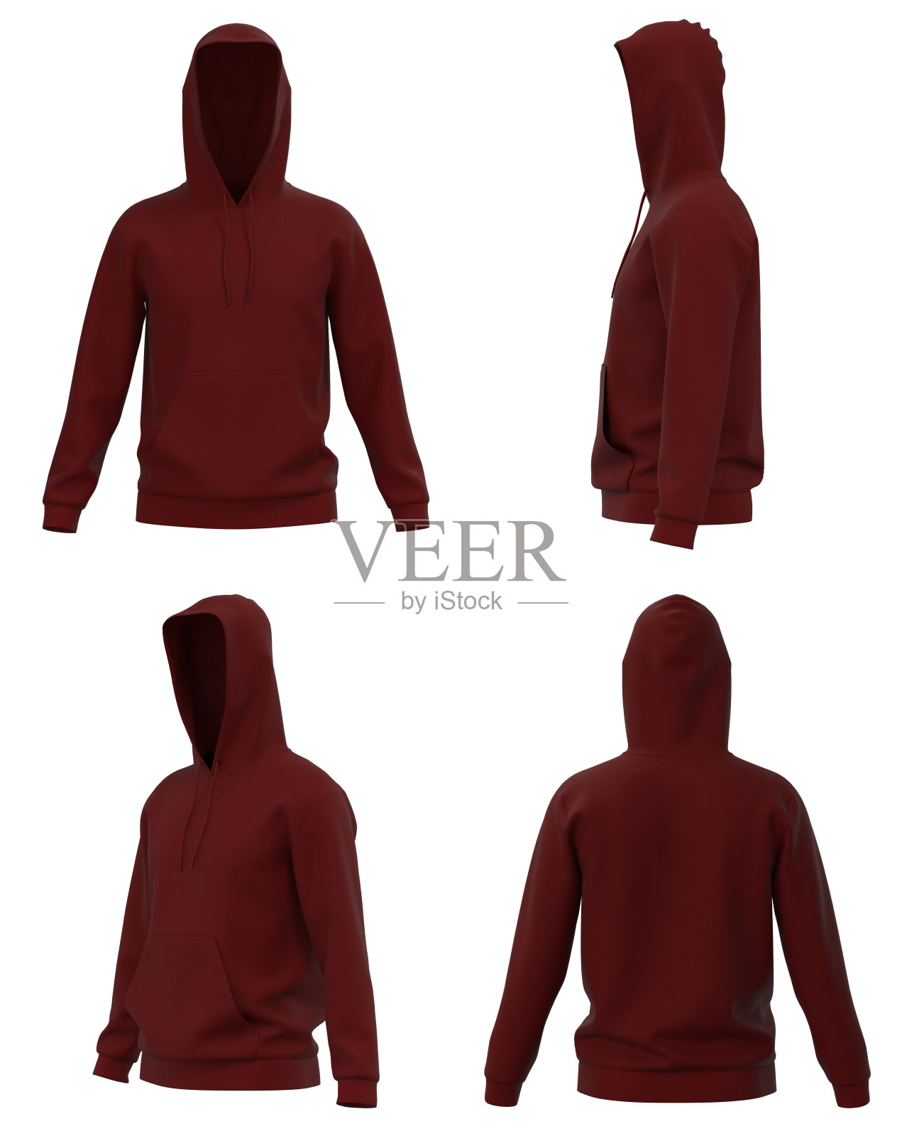 空白帽衫模板。卫衣运动衫长袖,卫衣设计模型,红色卫衣照片摄影图片