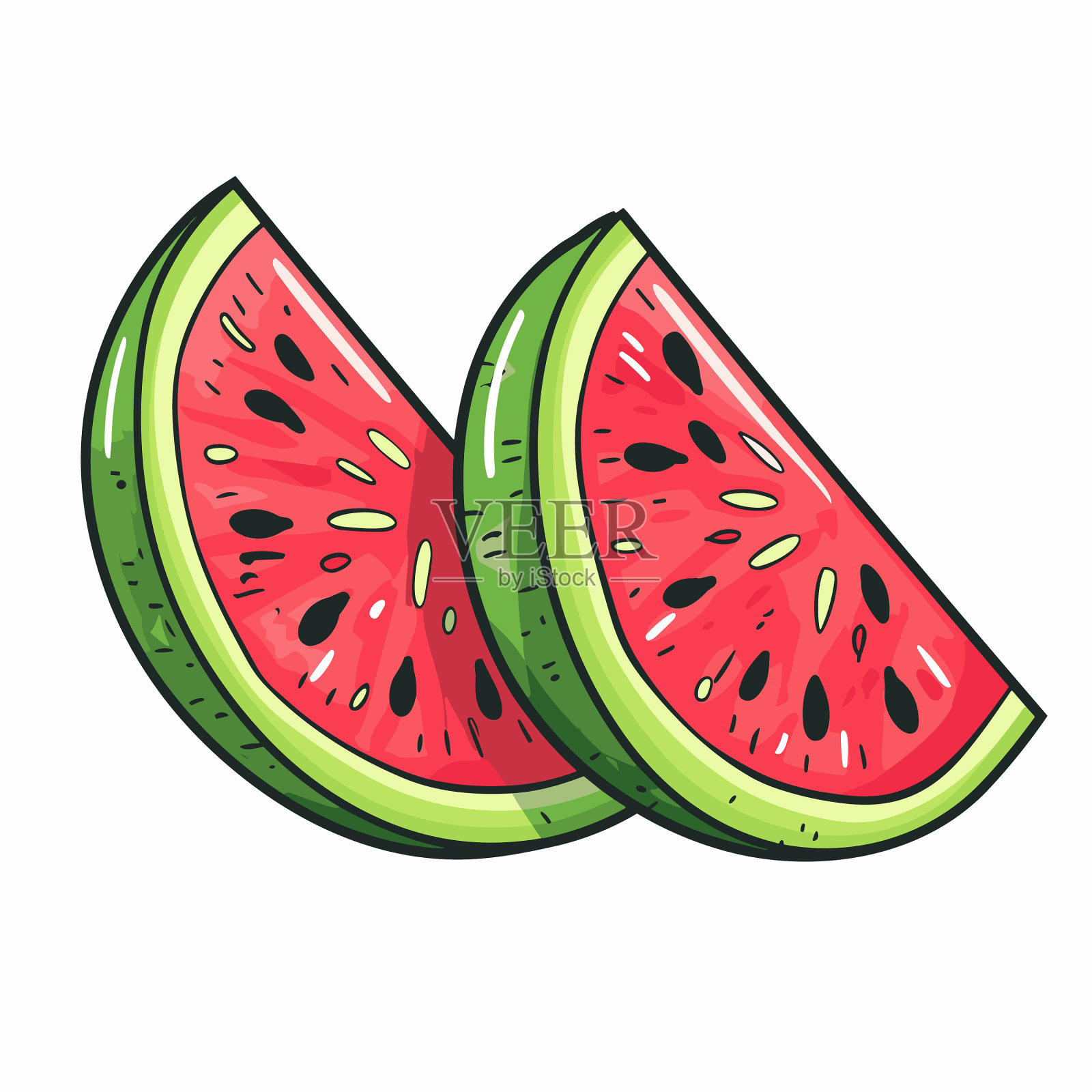 西瓜手绘西瓜涂鸦风格插画图片素材