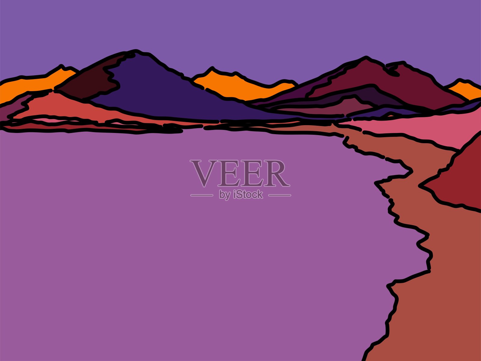 背景湖插画图片素材