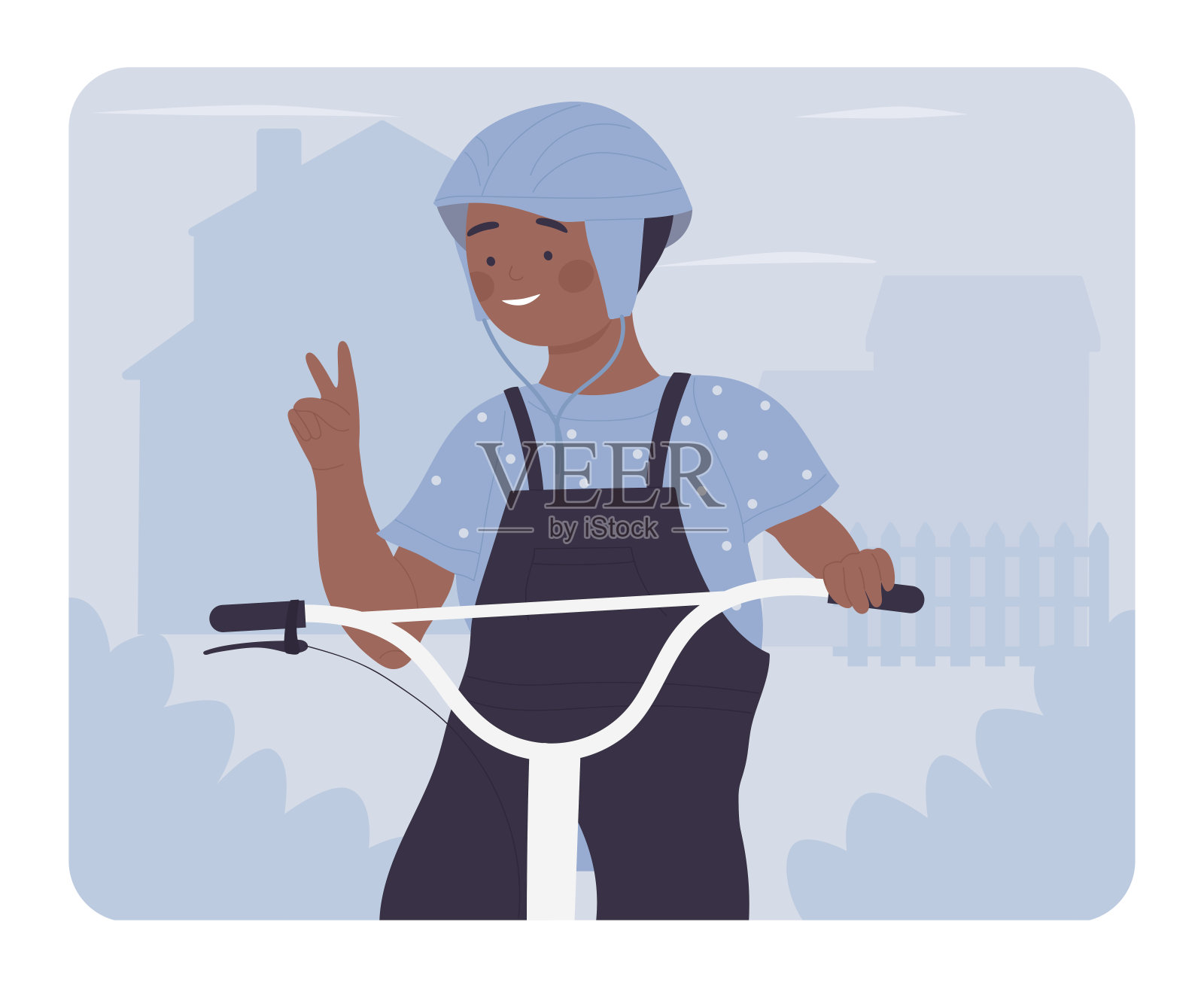 戴安全帽骑自行车的酷男孩插画图片素材