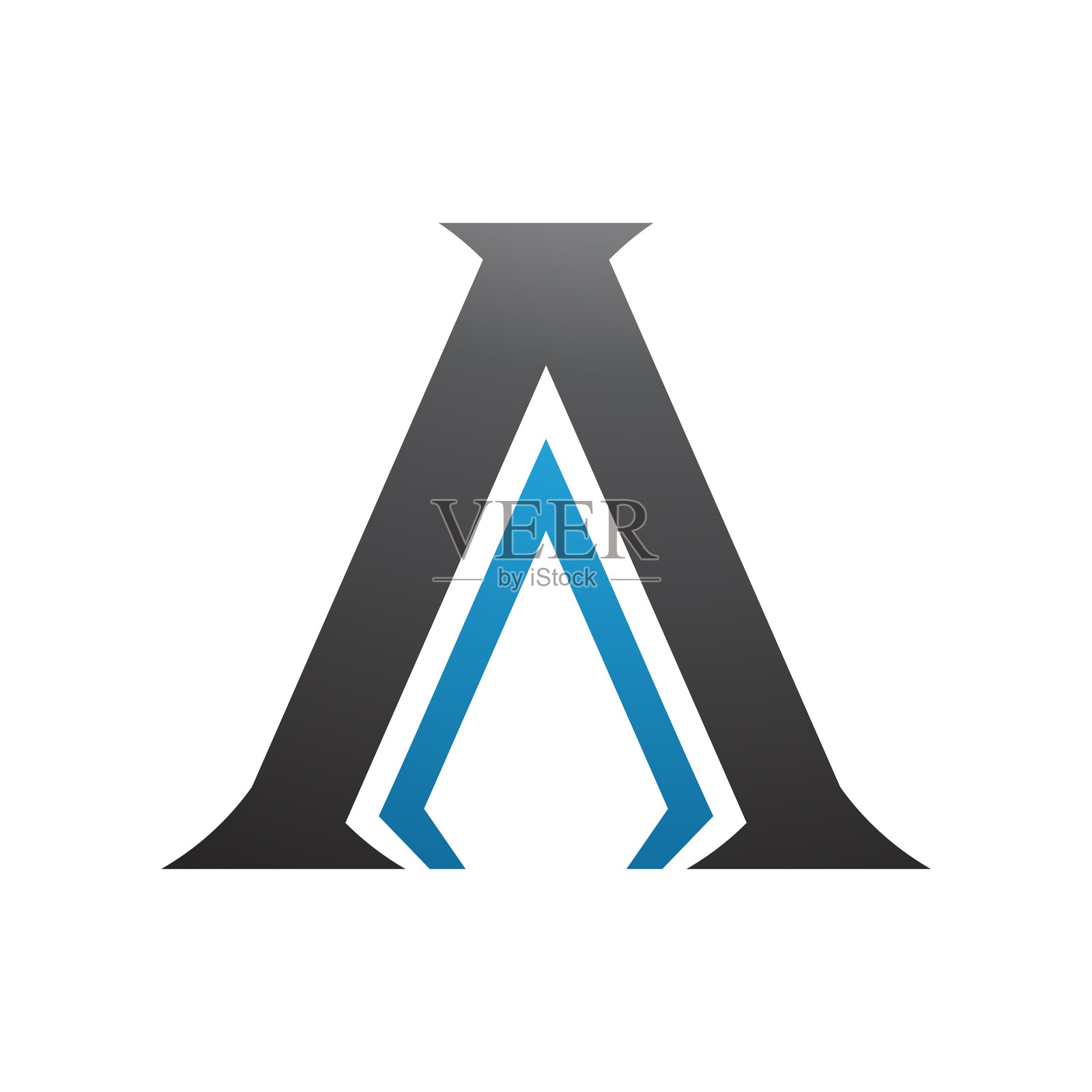 黑色和蓝色柱形字母A图标插画图片素材