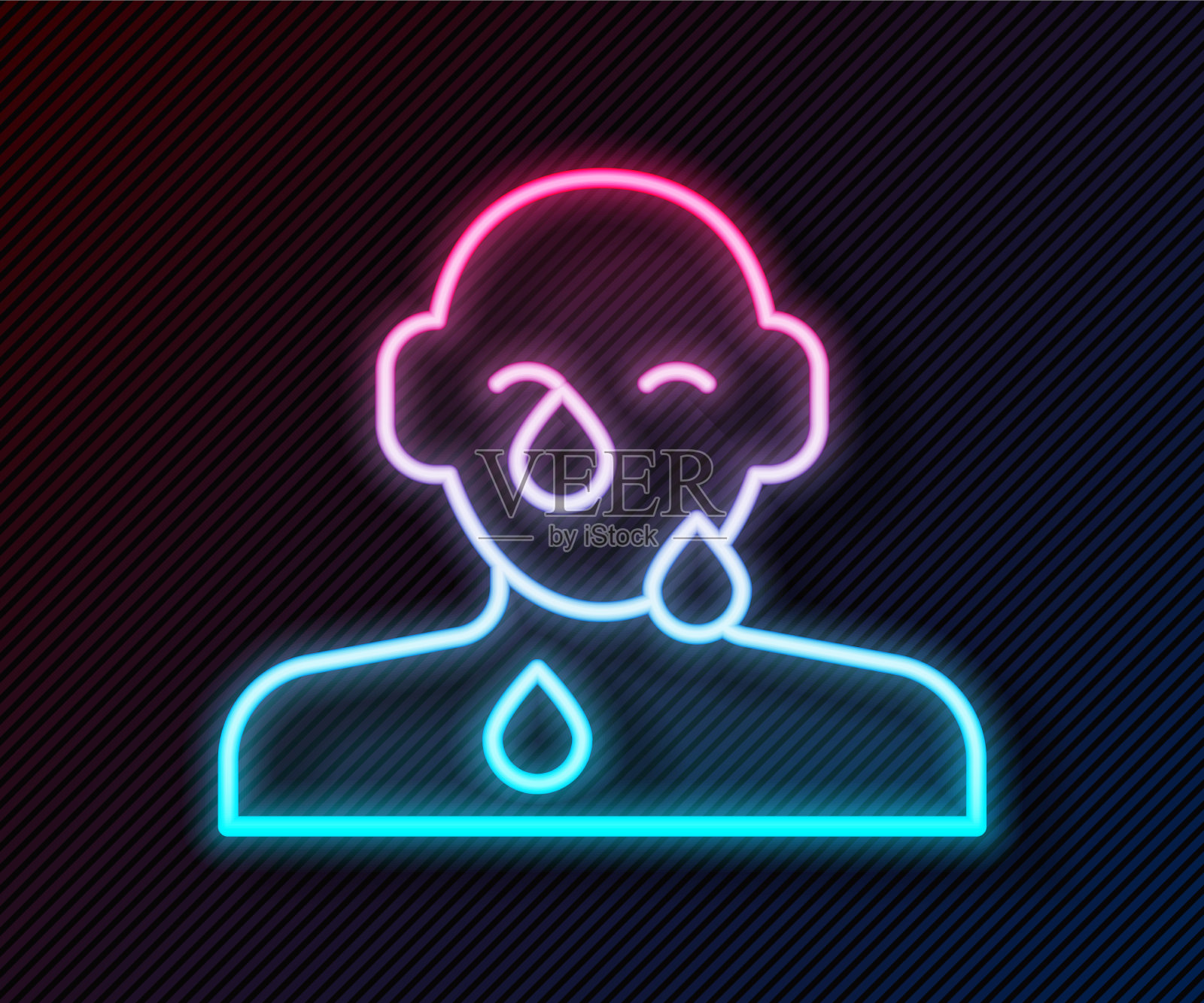 发光的霓虹线泪眼泪眼图标孤立上插画图片素材