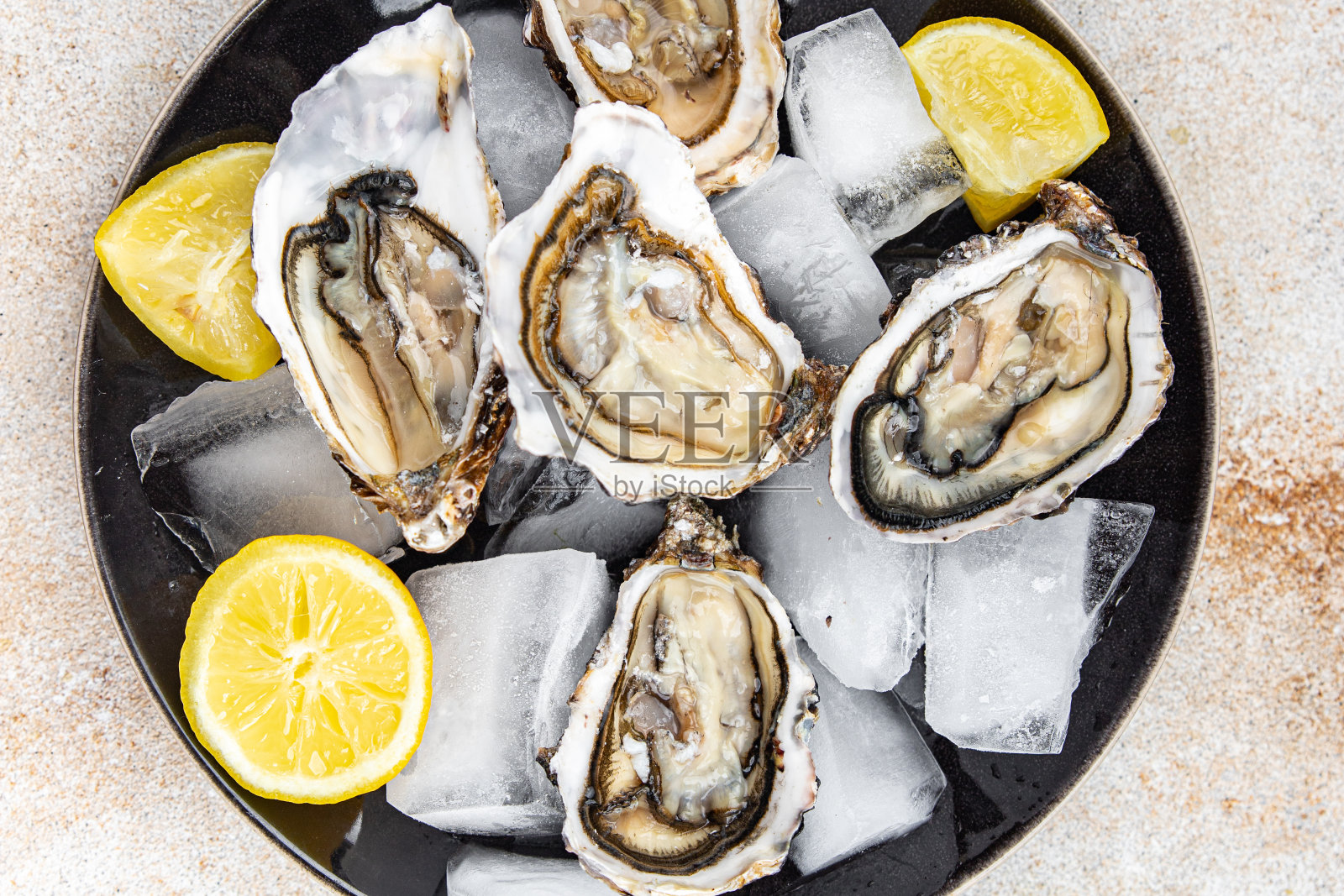 生蚝新鲜海鲜健康餐食品小吃桌上复制空间食品背景质朴顶视图鱼素饮食照片摄影图片