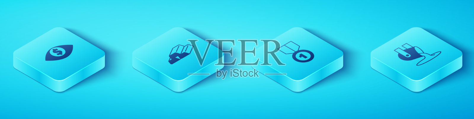 设置等距眼与美元金条熔化图标素材