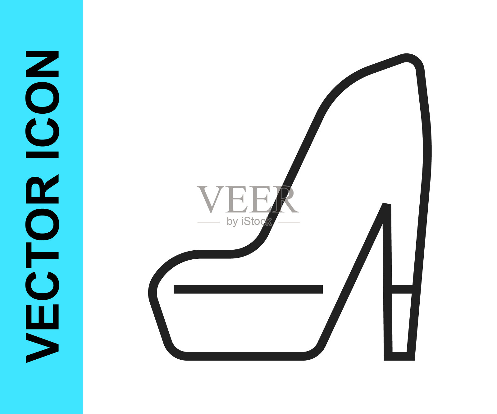 黑线女子鞋与高跟鞋图标孤立在白色背景。向量插画图片素材