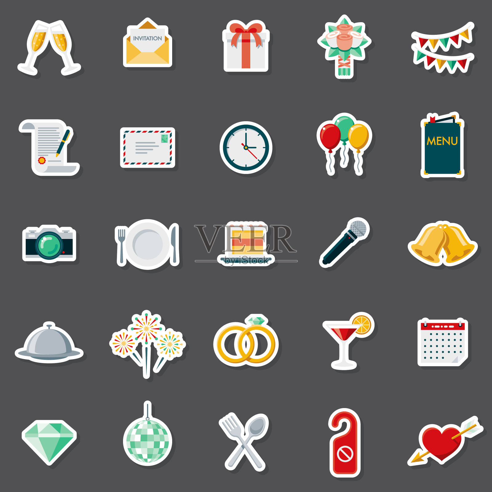 婚礼标签设置插画图片素材