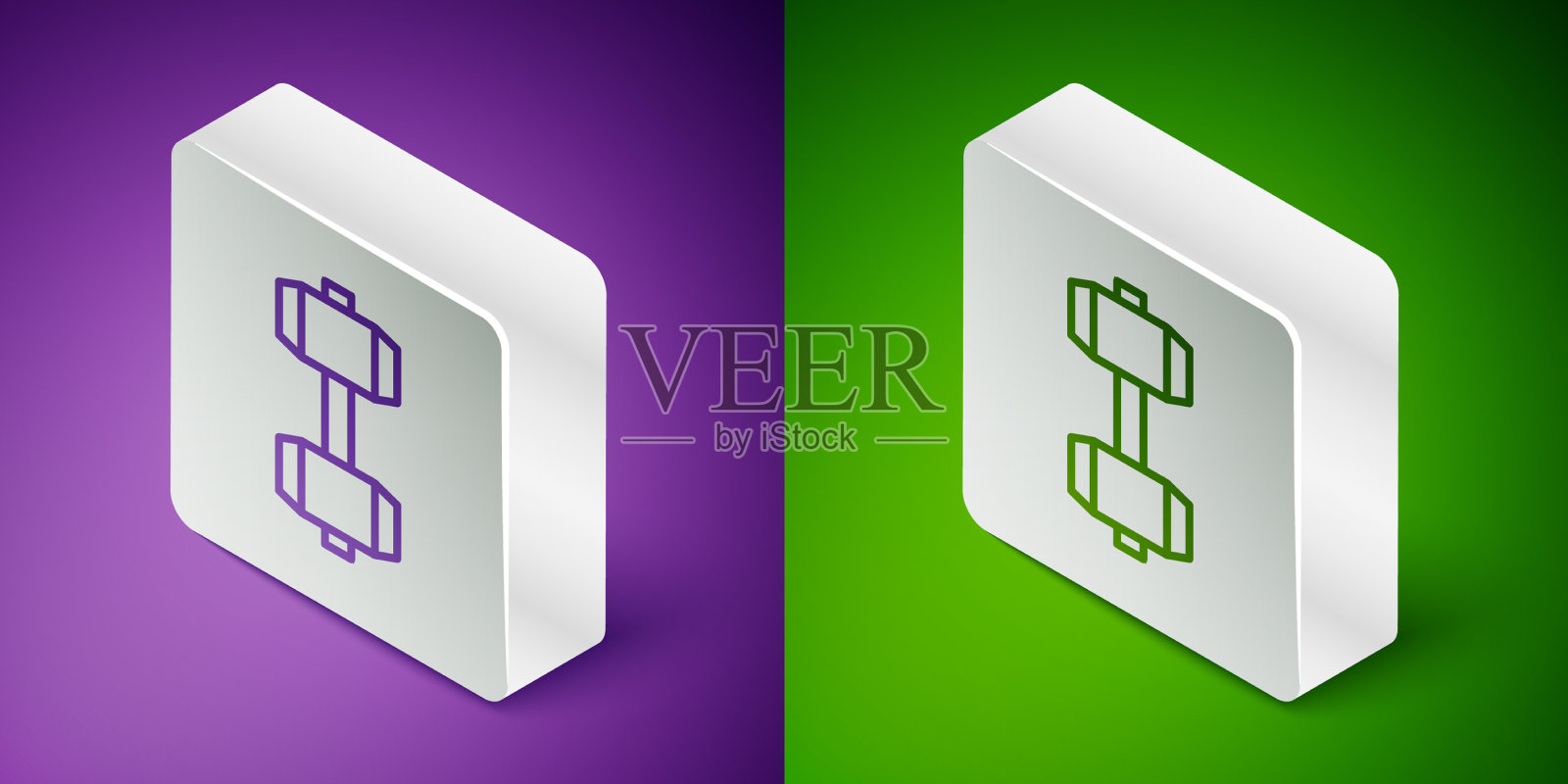 等距线哑铃图标孤立上紫色图标素材