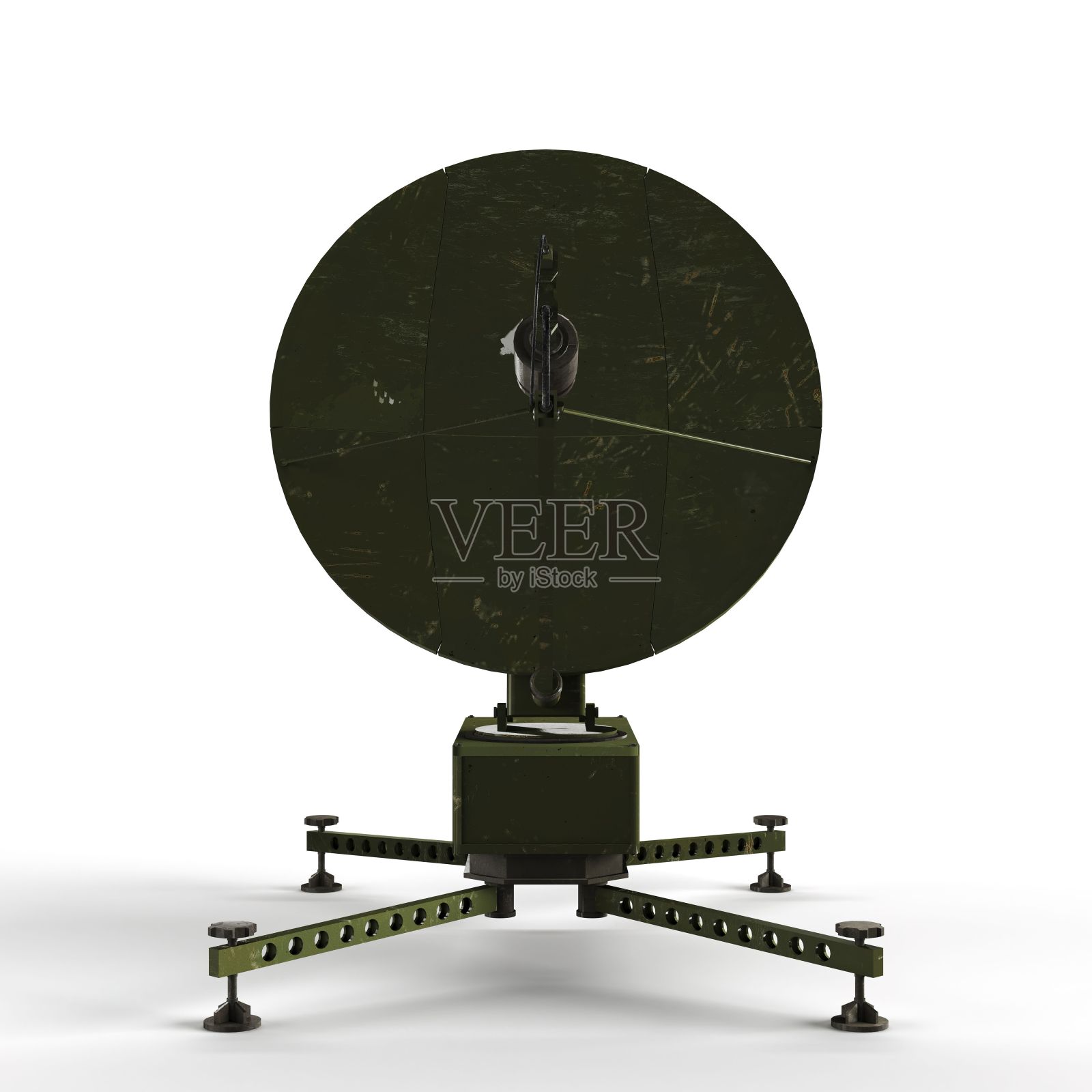 一颗卫星在白底孤立的立体模型上的3D渲染图照片摄影图片