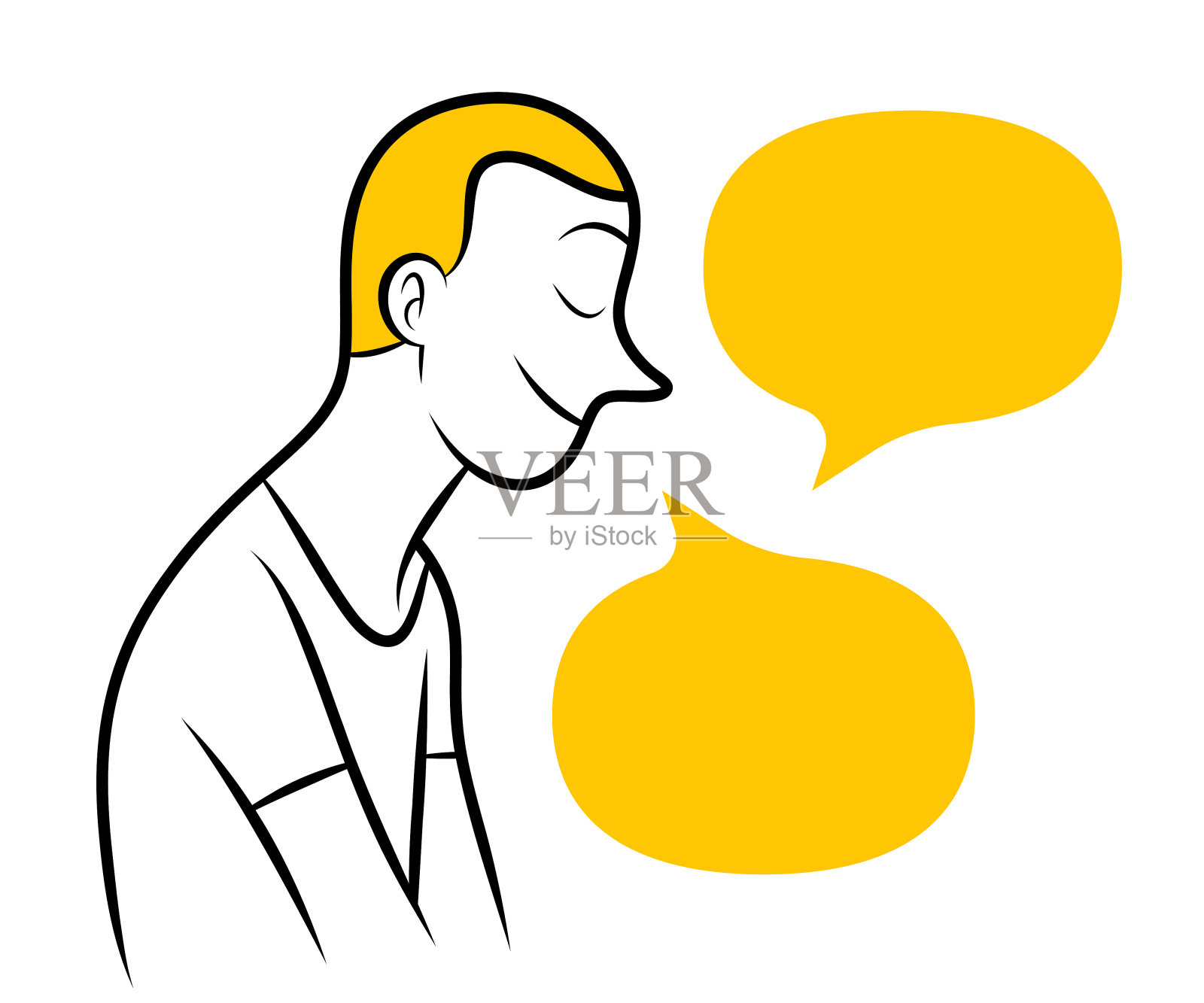 男子卡通画演讲泡泡插画图片素材