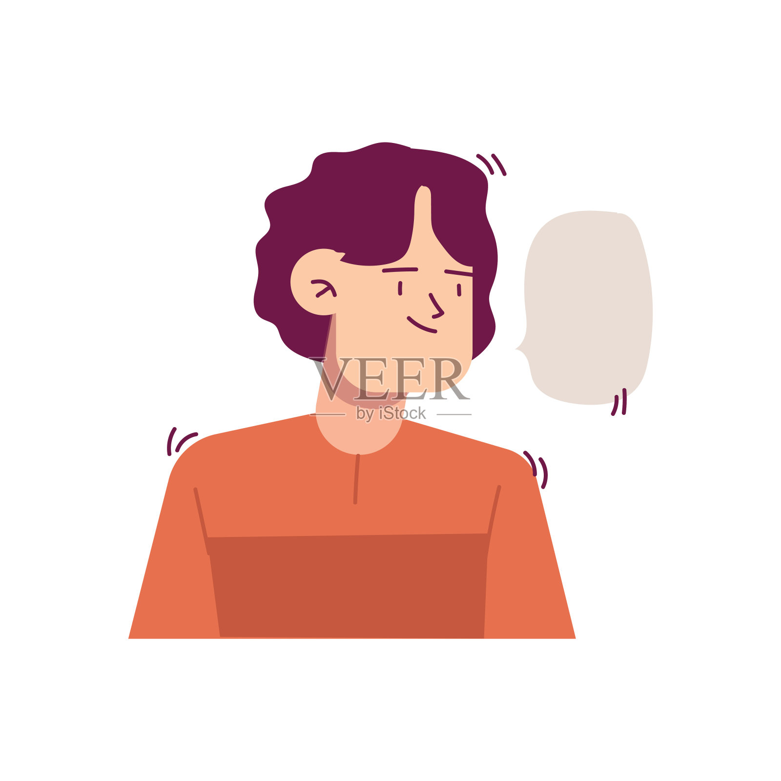 男人与空心气球对话矢量插画。人物与聊天气泡符号的人们进行平面设计。插画图片素材