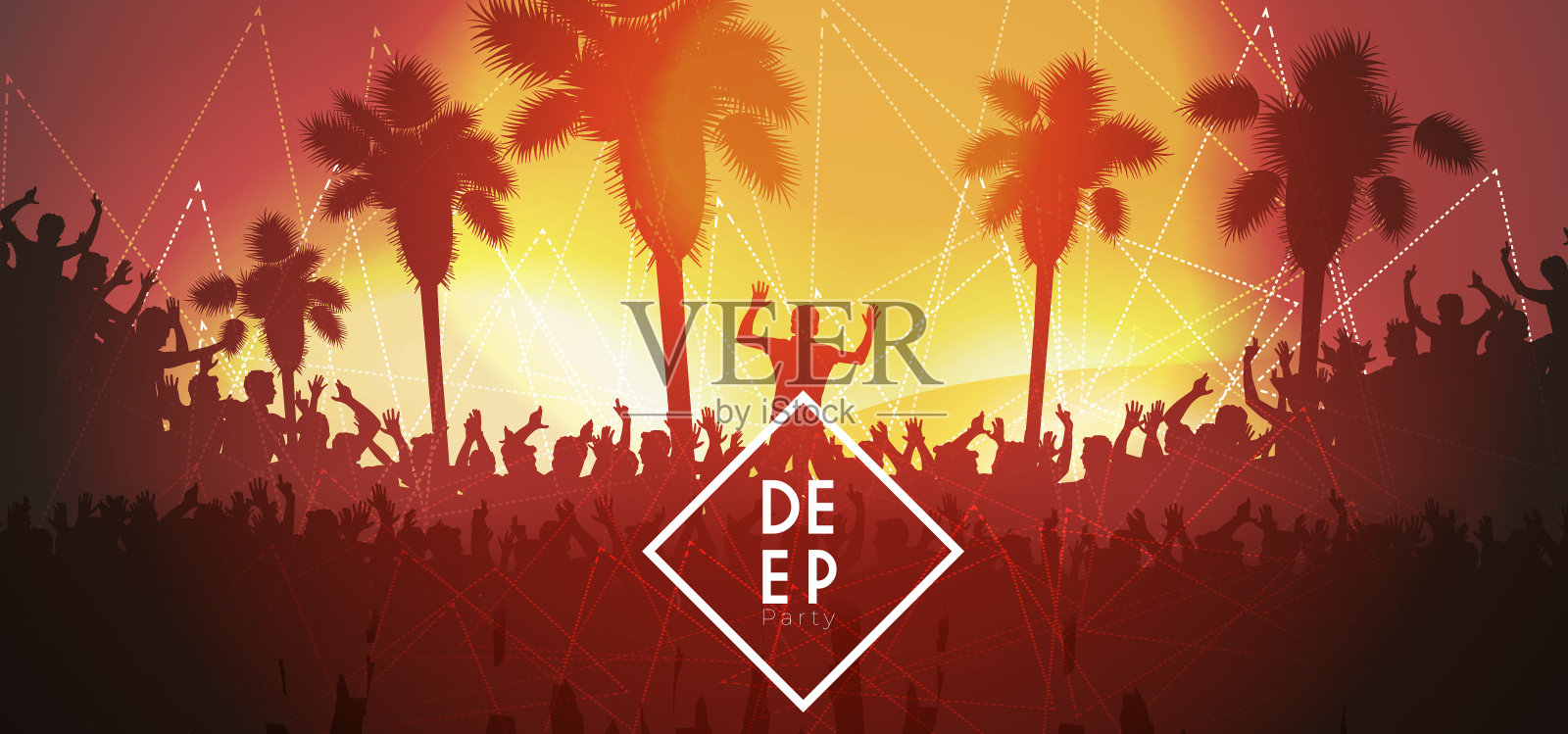 沙滩夜派对设计插画图片素材