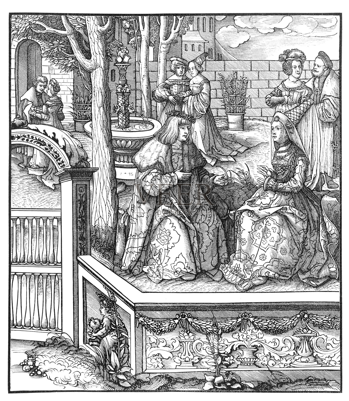 马西米兰一世和勃艮第的玛丽插画图片素材