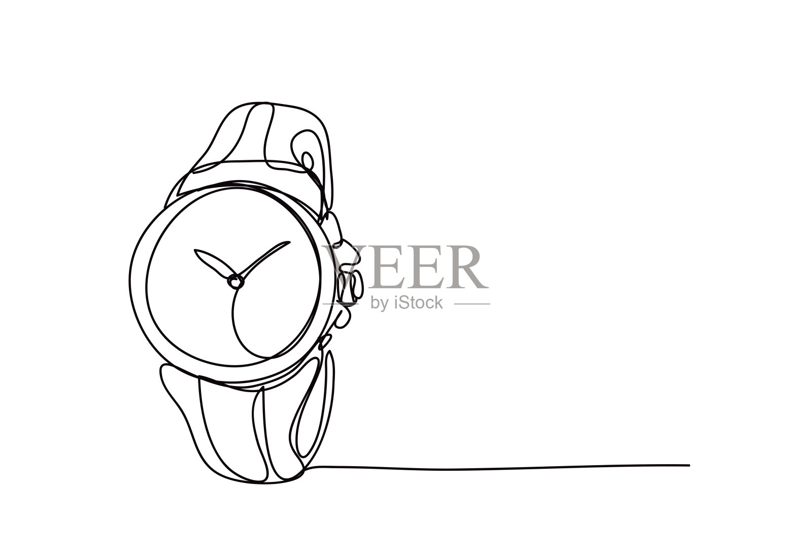 腕表,连续直线画,矢量插图。插画图片素材