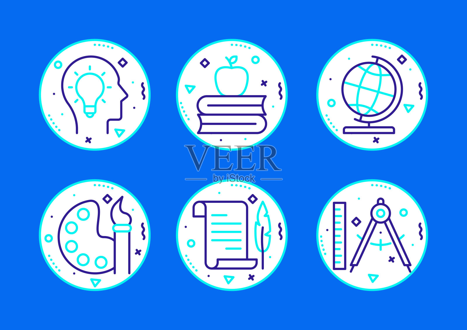 教育和学校相关的线图标。向量符号说明。插画图片素材