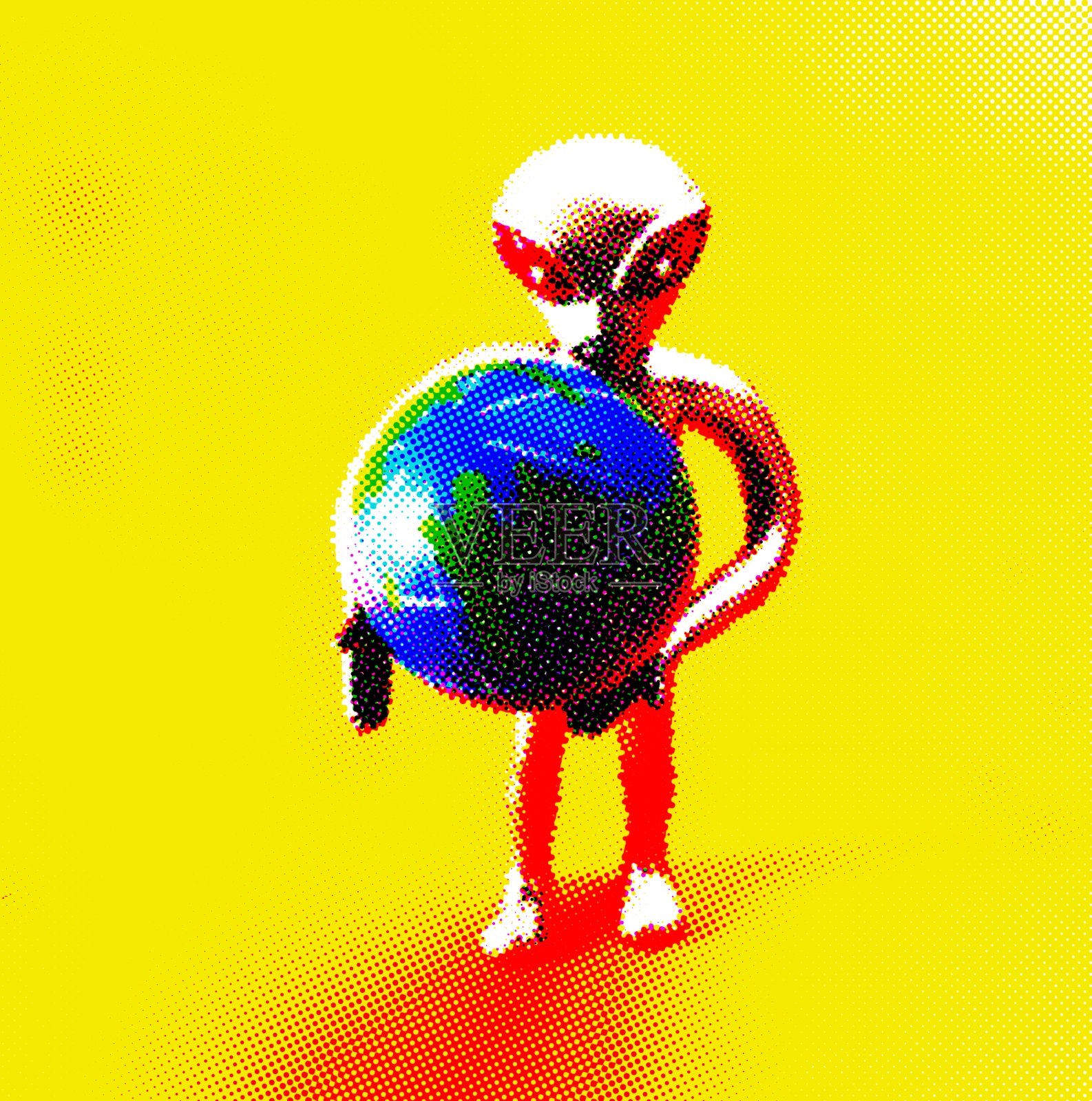 外星人拿着地球插画图片素材