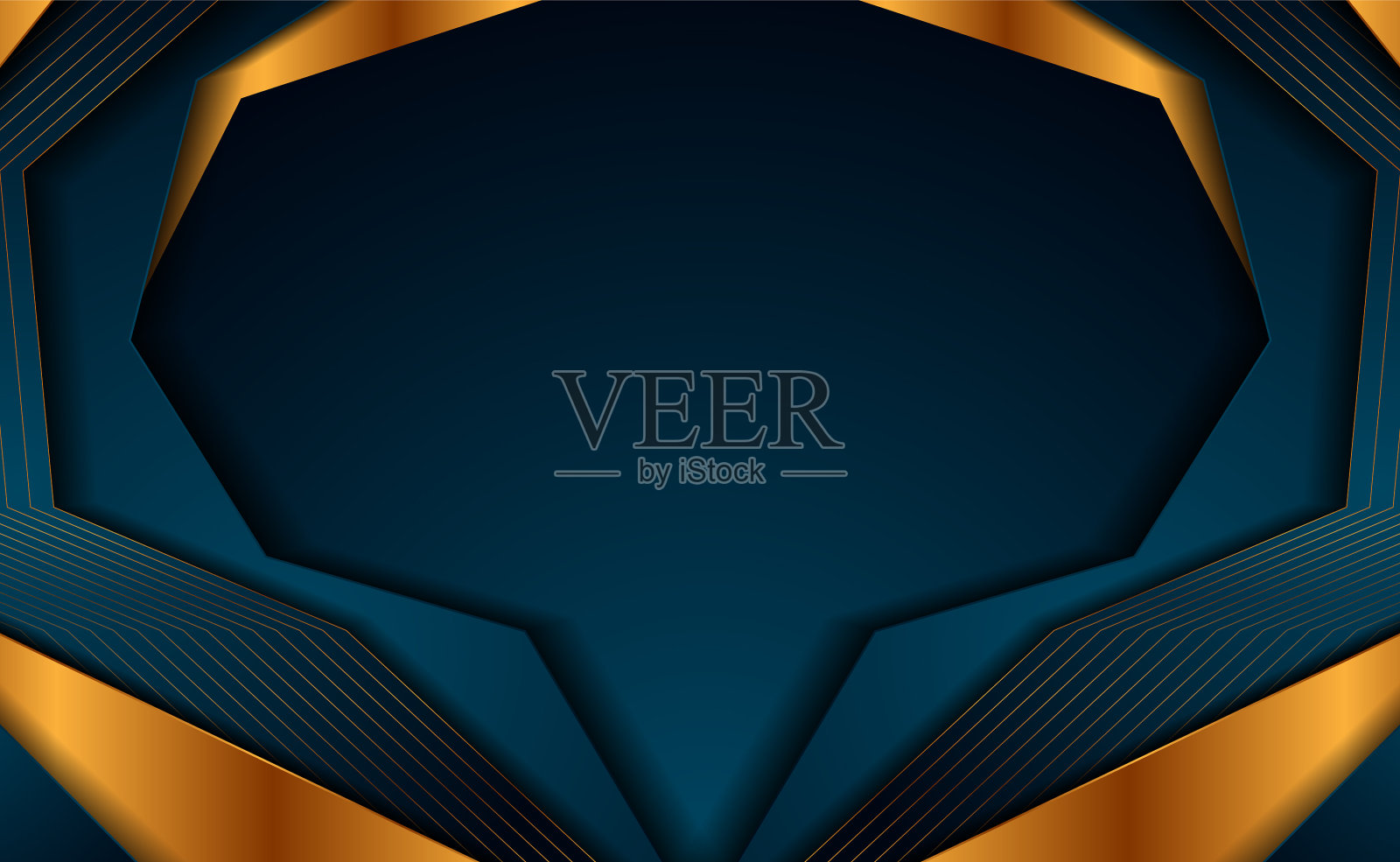 深蓝色和金色的抽象公司几何插画图片素材