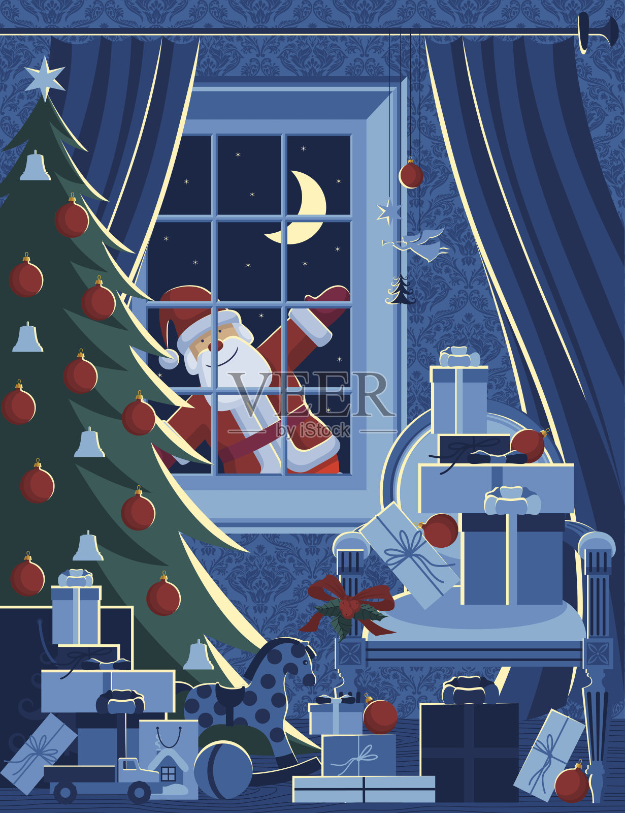 圣诞夜插画图片素材