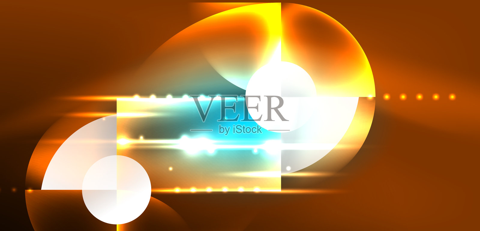 抽象背景闪亮发光的霓虹色圆插画图片素材