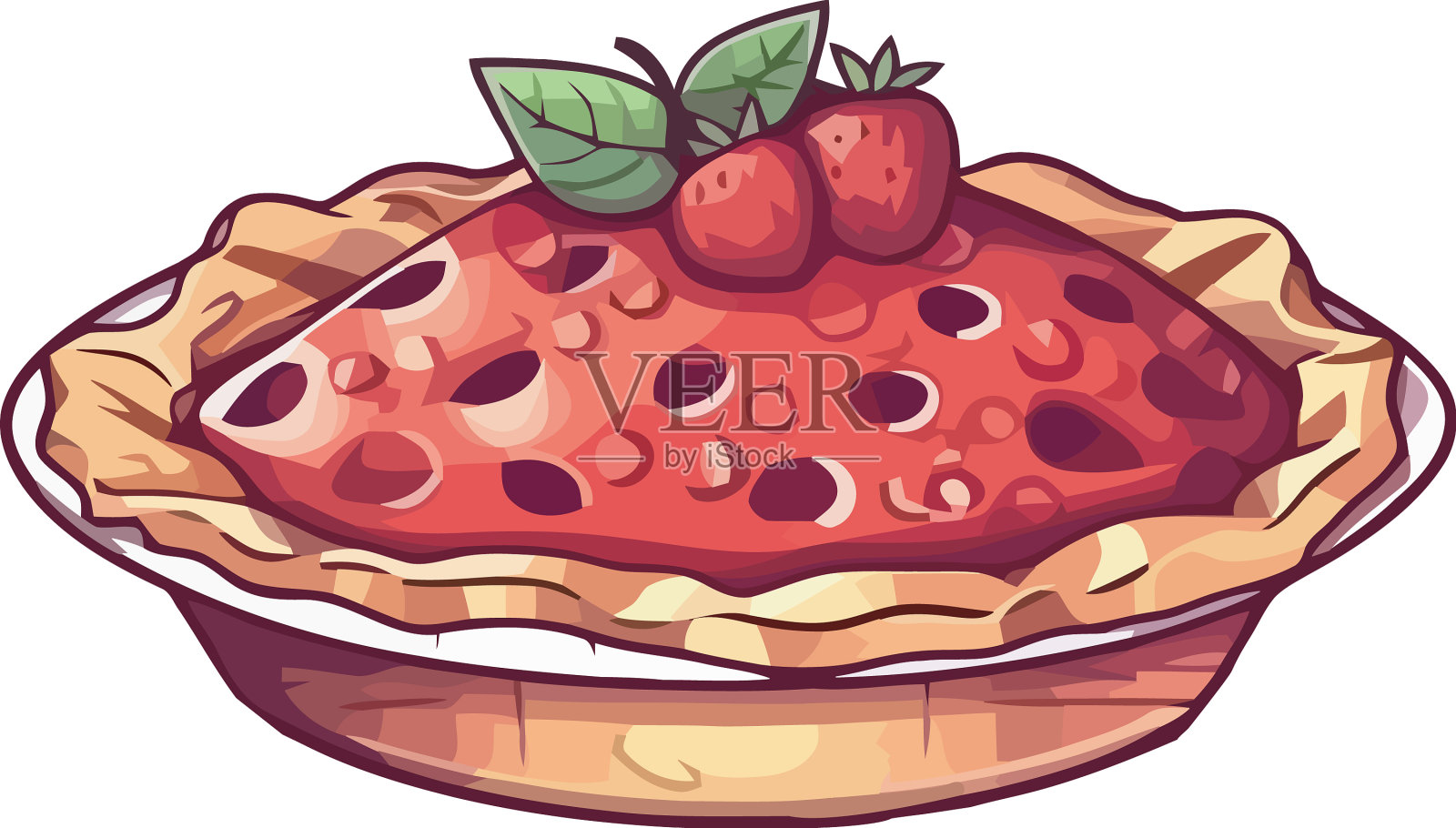 新鲜的草莓甜点香甜可口插画图片素材