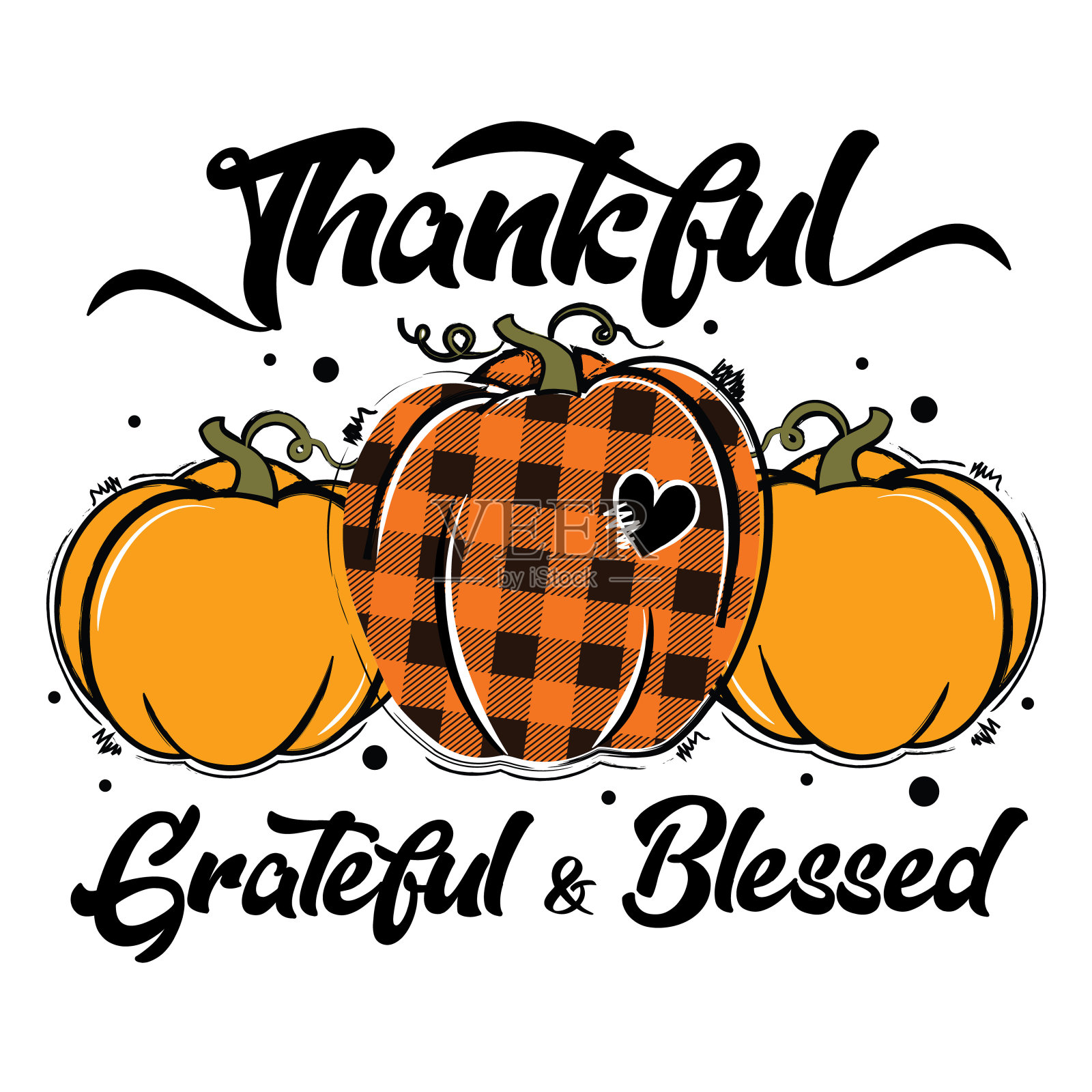 感恩感恩祝福南瓜矢量插图。插画图片素材