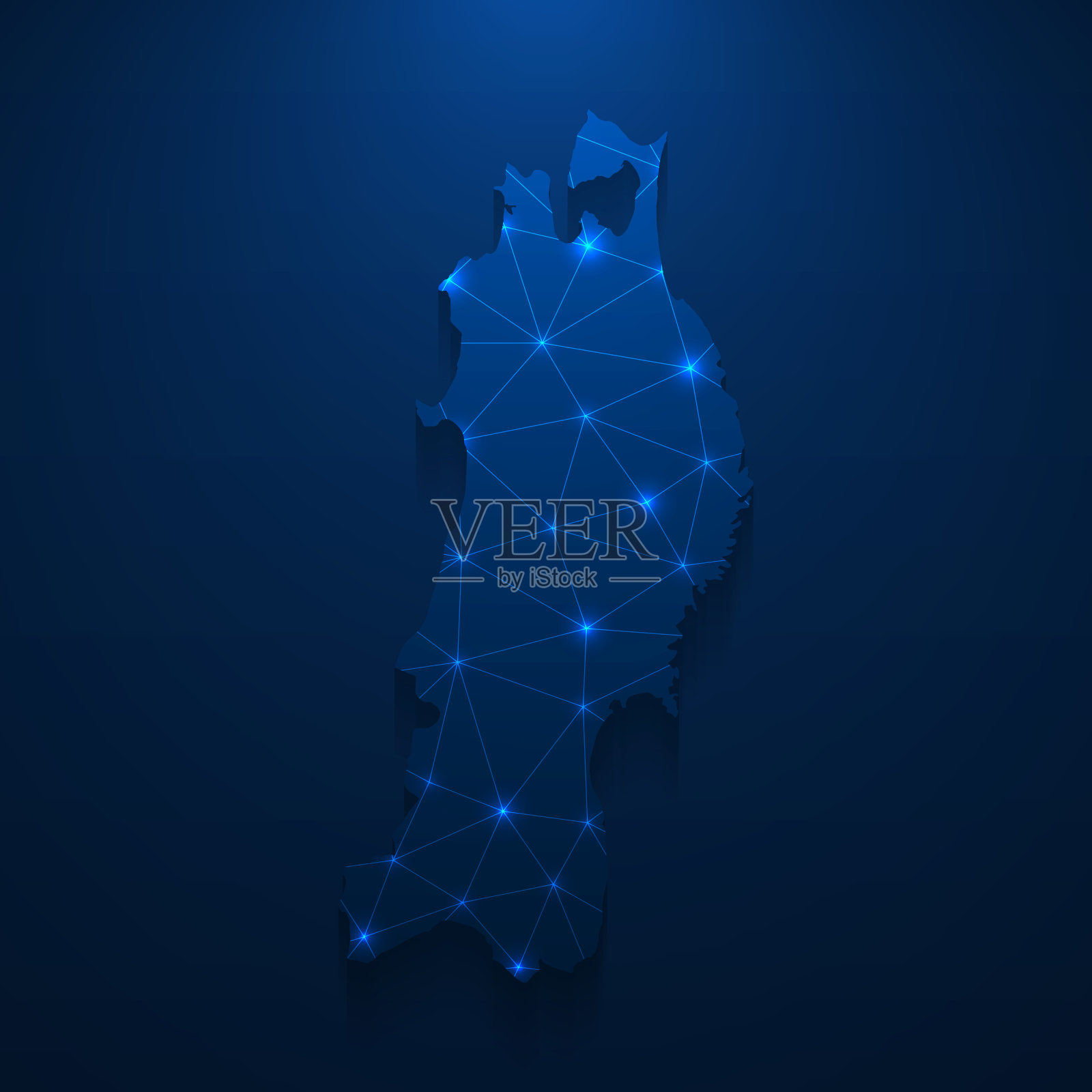 东北地图网络-明亮的网格在深蓝色的背景插画图片素材