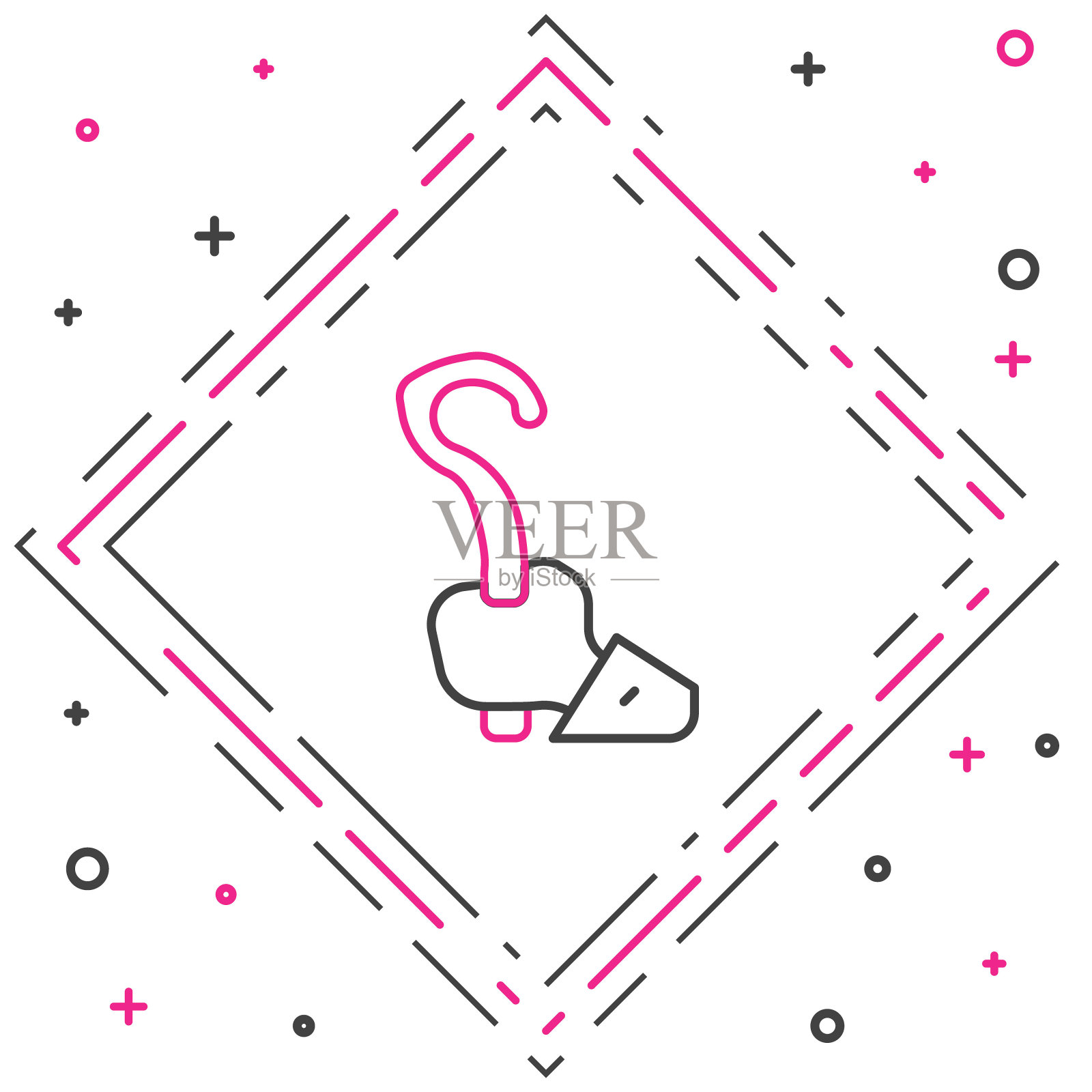 线魔术人员图标孤立的白色背景。魔杖、权杖、棍子、杆。色彩缤纷的轮廓概念。向量图标素材