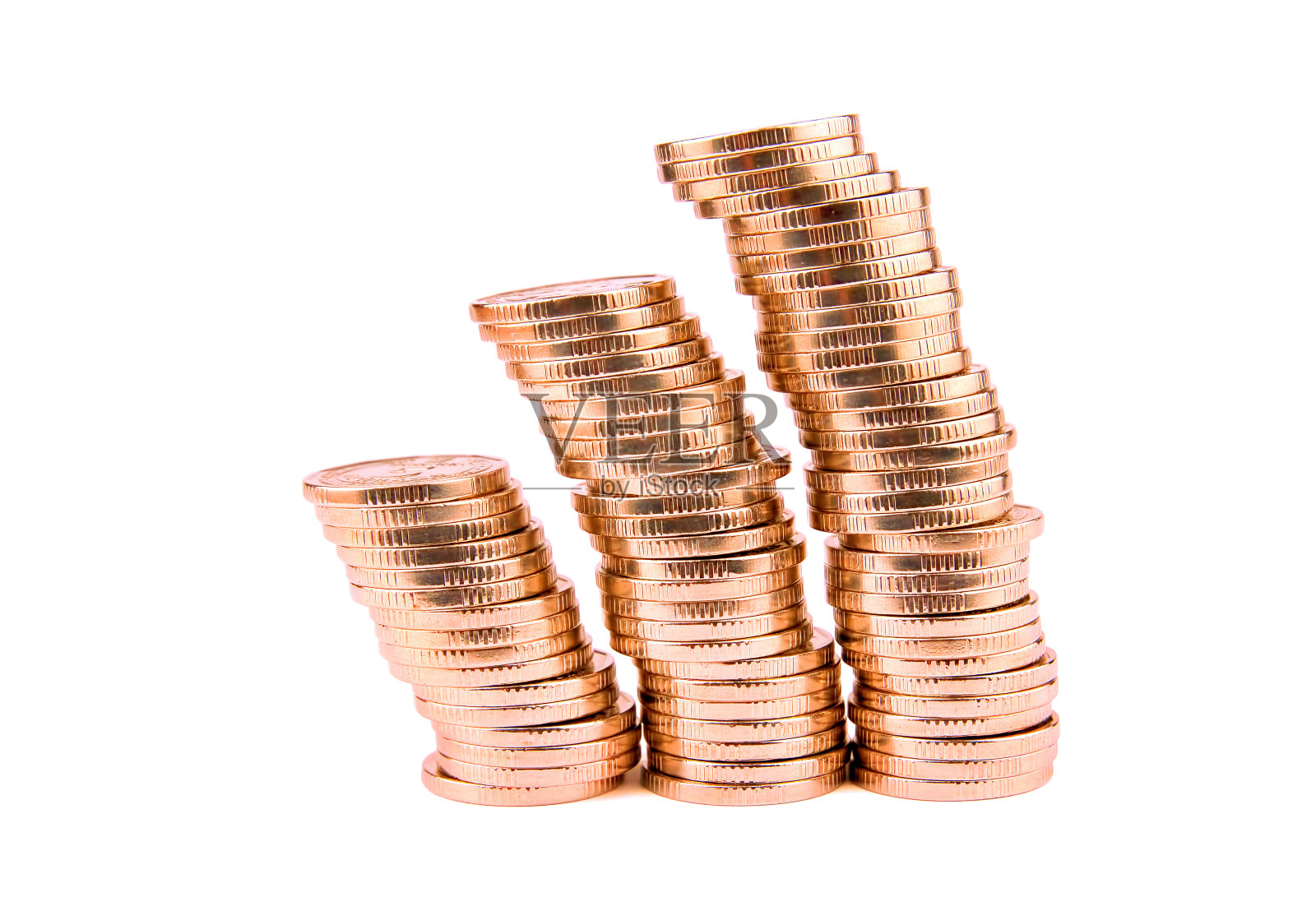 一堆金币孤立在白色背景上照片摄影图片