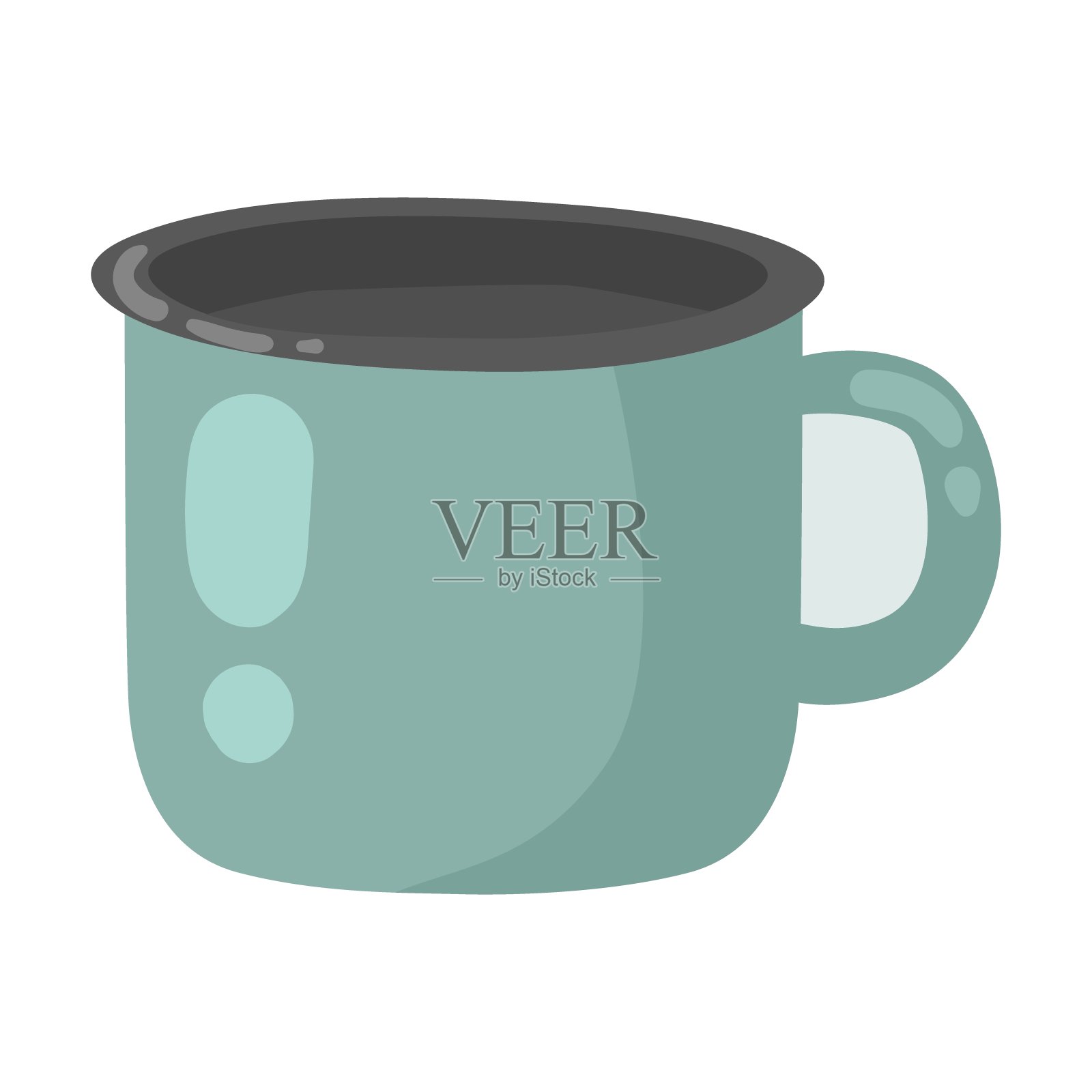 粉彩绿色的锅或杯矢量插画图片素材