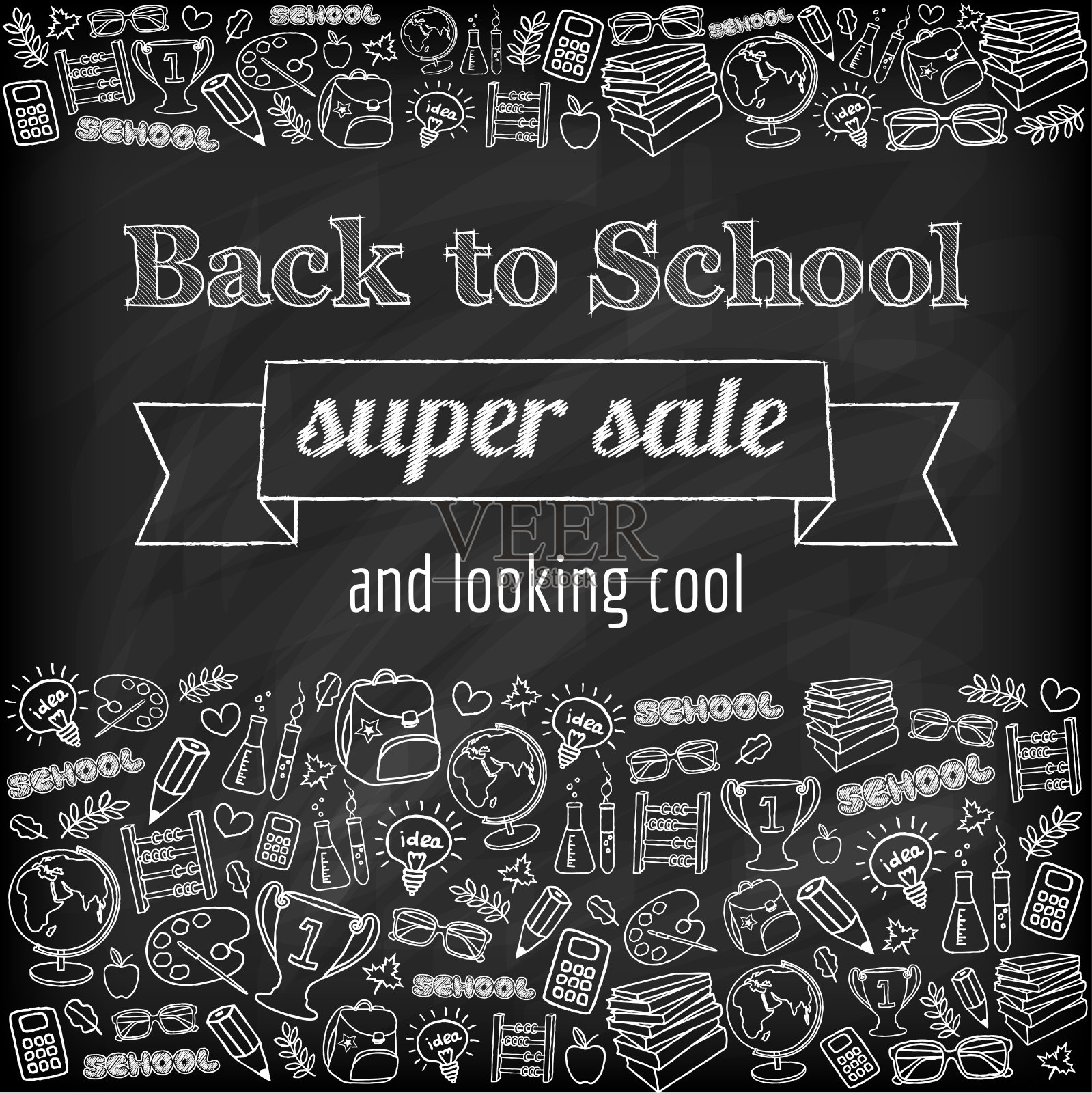 涂鸦返校大甩卖海报插画图片素材