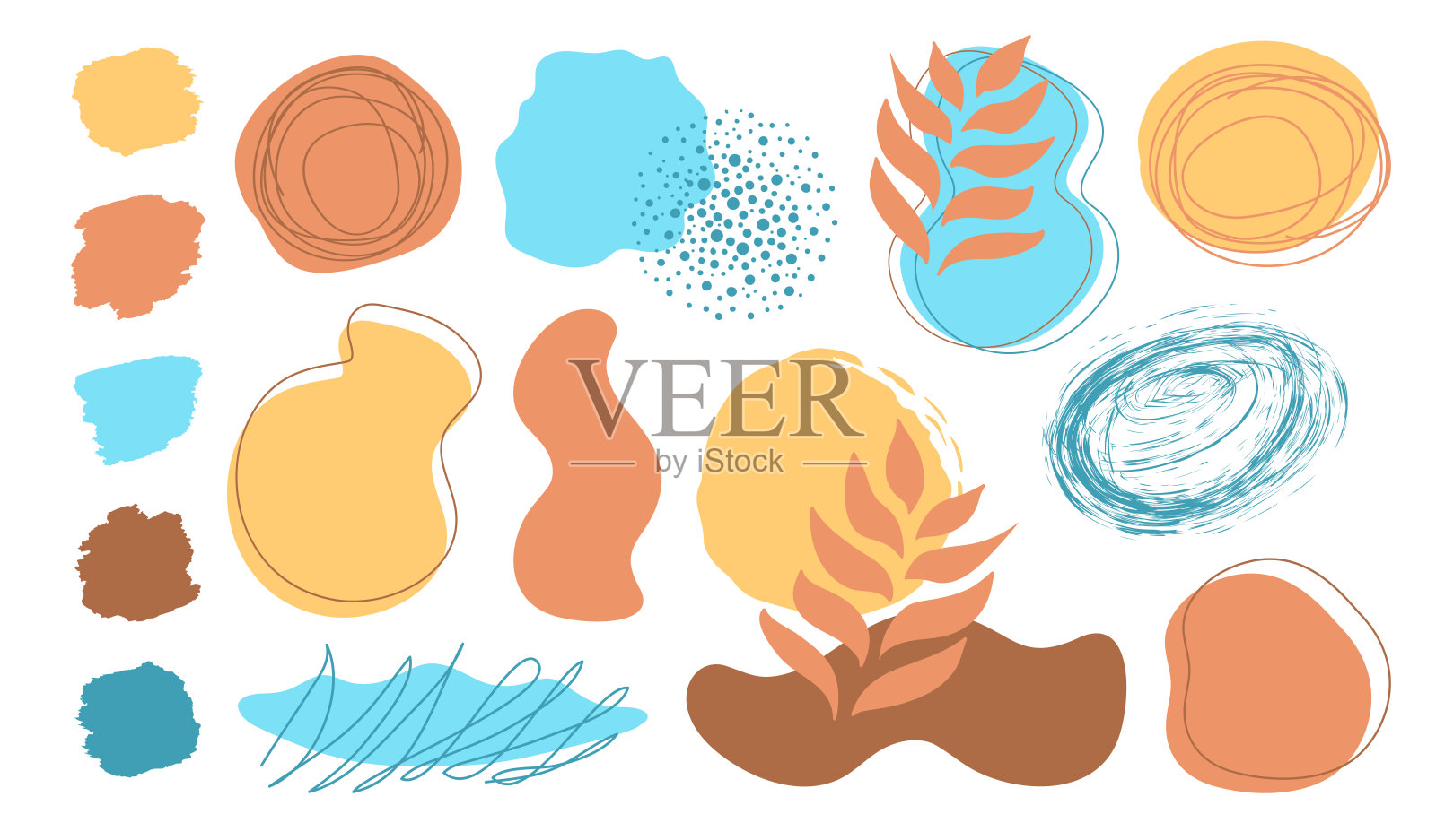 抽象的秋天设计元素有机的形状。插画图片素材